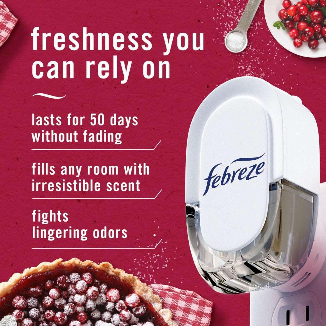 Febreze Plug In Air Freshener, Odor-Fighting Scented Oil Refill, Cranberry Crumble Scent, 2 Refill - Image 2