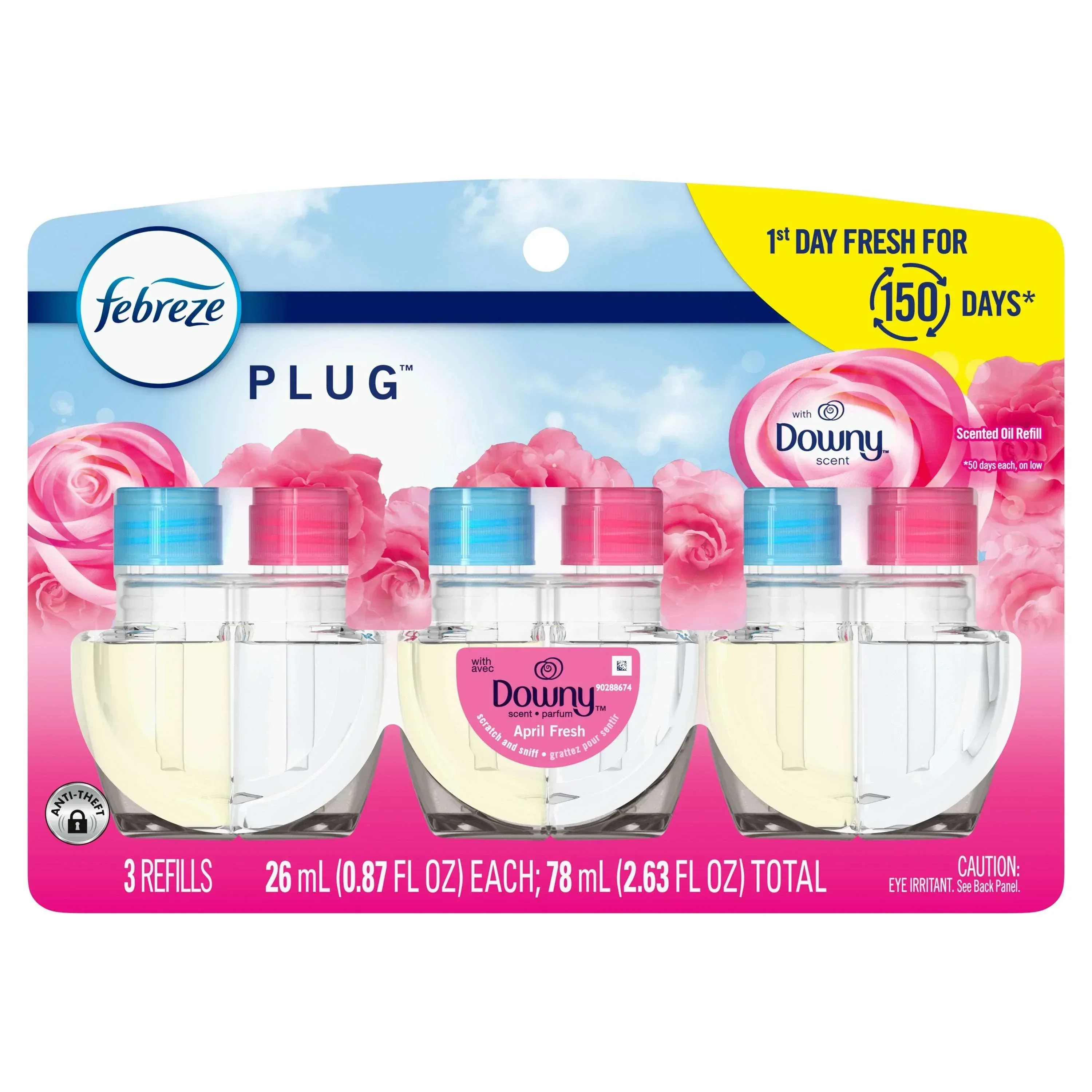 Febreze Plug In Air Freshener, Odor-Fighting Scented Oil Refill, Downy April Fresh, 3 Refills - Image 8