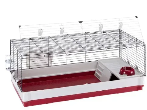 Ferplast Extra-Large Rabbit Cage | Rabbit Cage Measures 47.2 x 23.6 x 19.7 Inches & Includes ALL Accessories | Burgundy & Cream - Image 2
