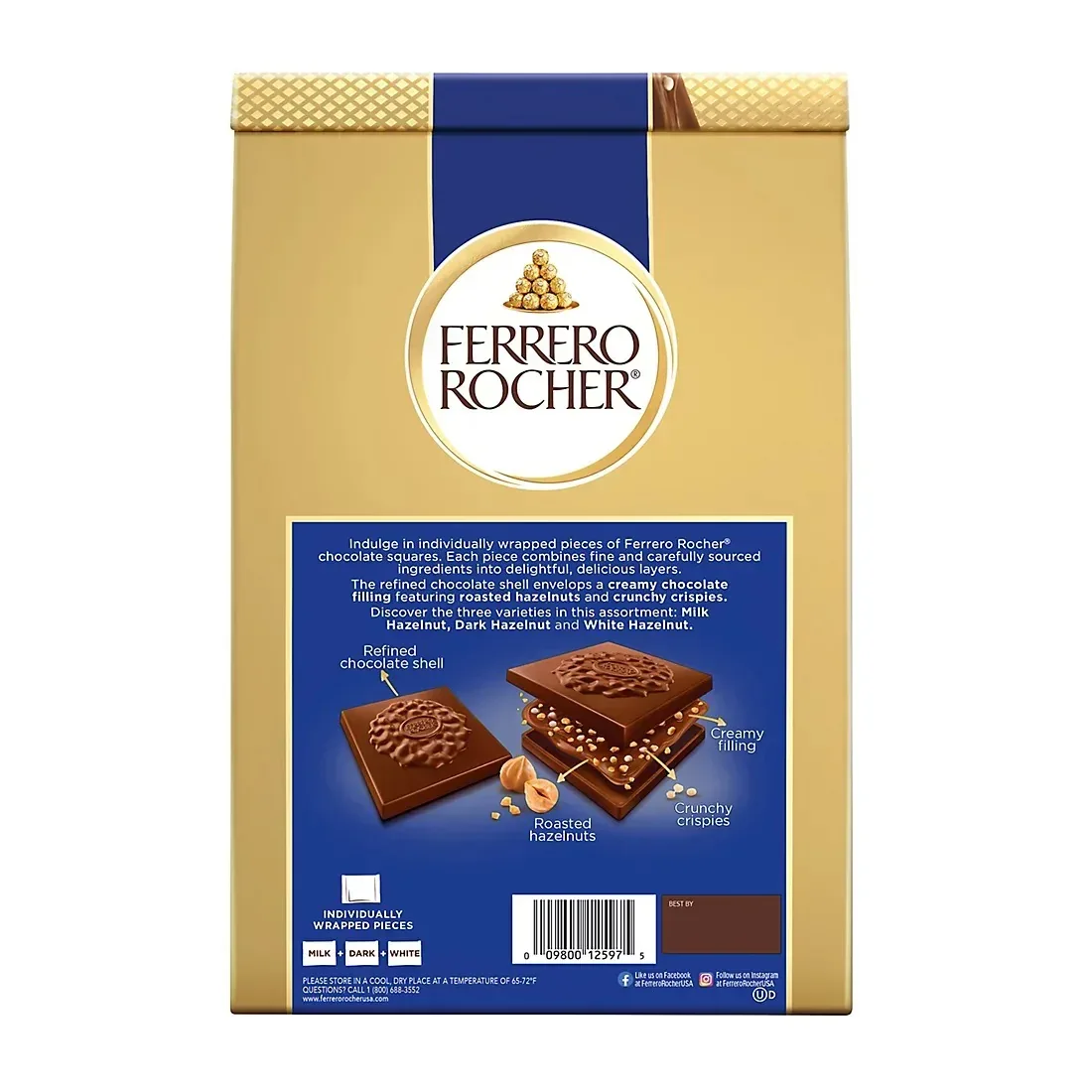 Ferrero Rocher Assorted Chocolate Hazelnut Squares, 16.7 oz. - Image 2