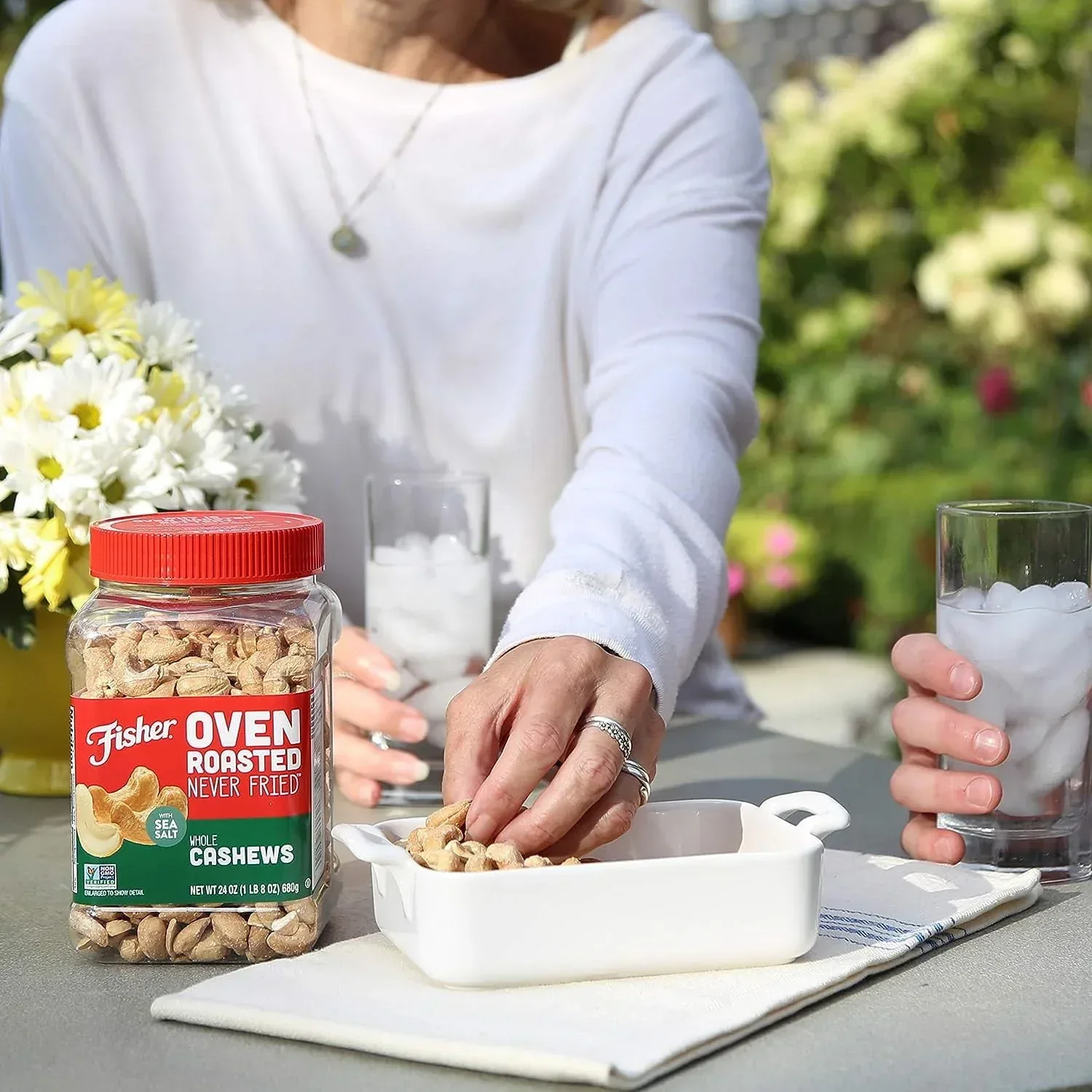 Fisher Oven Roasted Never Fried Whole Cashews, 24 oz. - Image 3