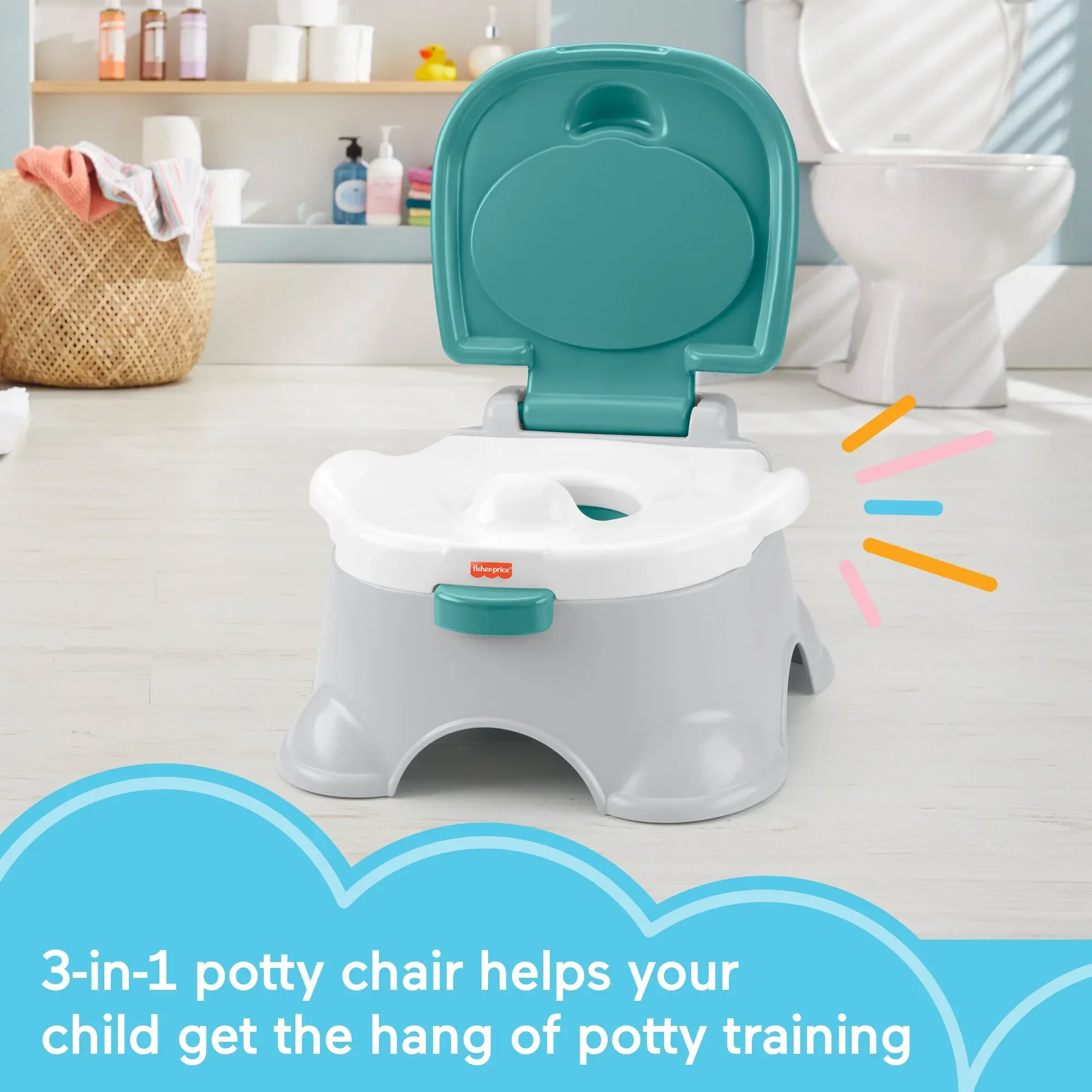 Fisher-Price 3-in-1 Toddler Potty Training Toilet, Ring, and Stepstool, Children Ages 18 Months + - Image 2