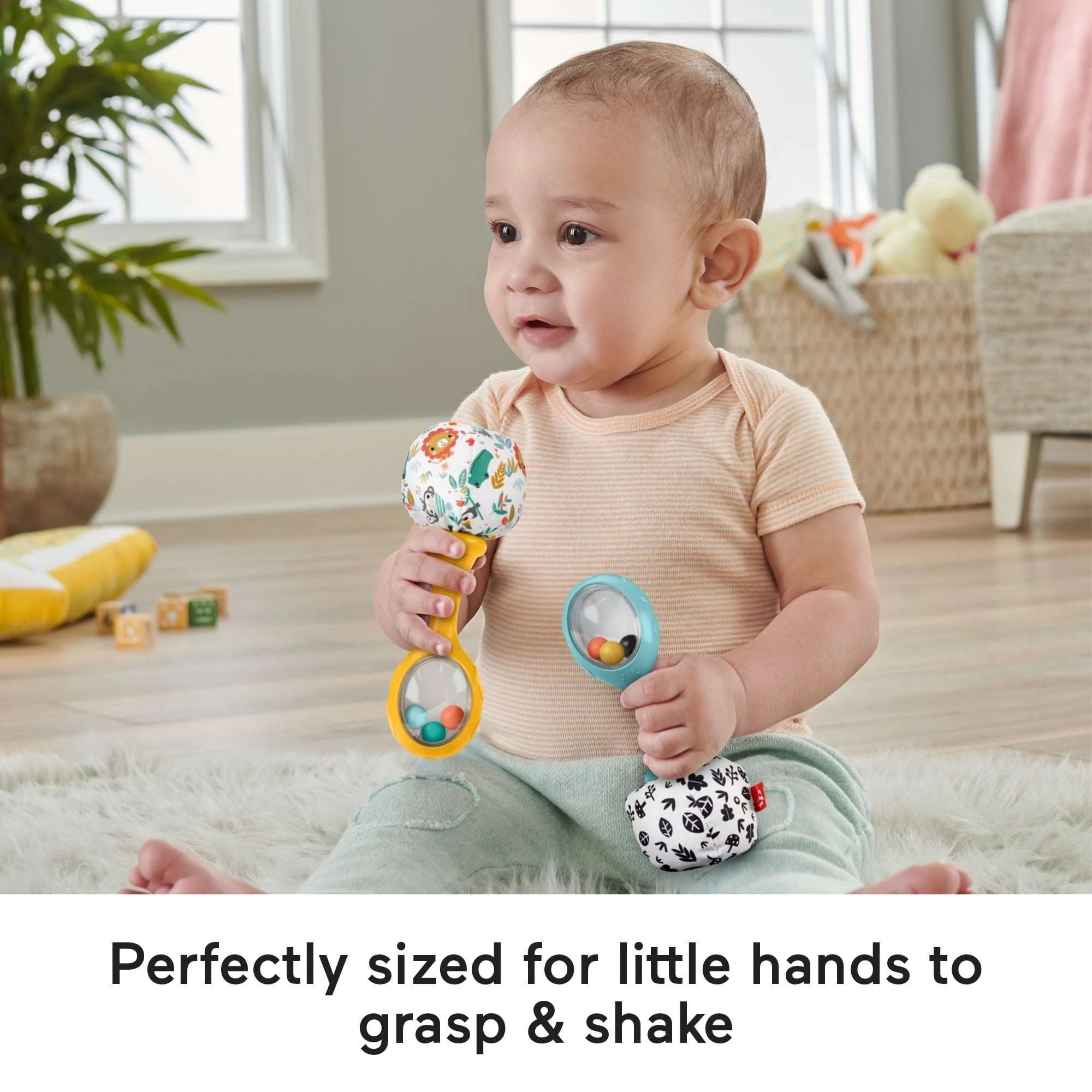 Fisher-Price Baby Rattle ‘n Rock Maracas Toys, Set of 2 for Infants 3+ Months, High Contrast - Image 5