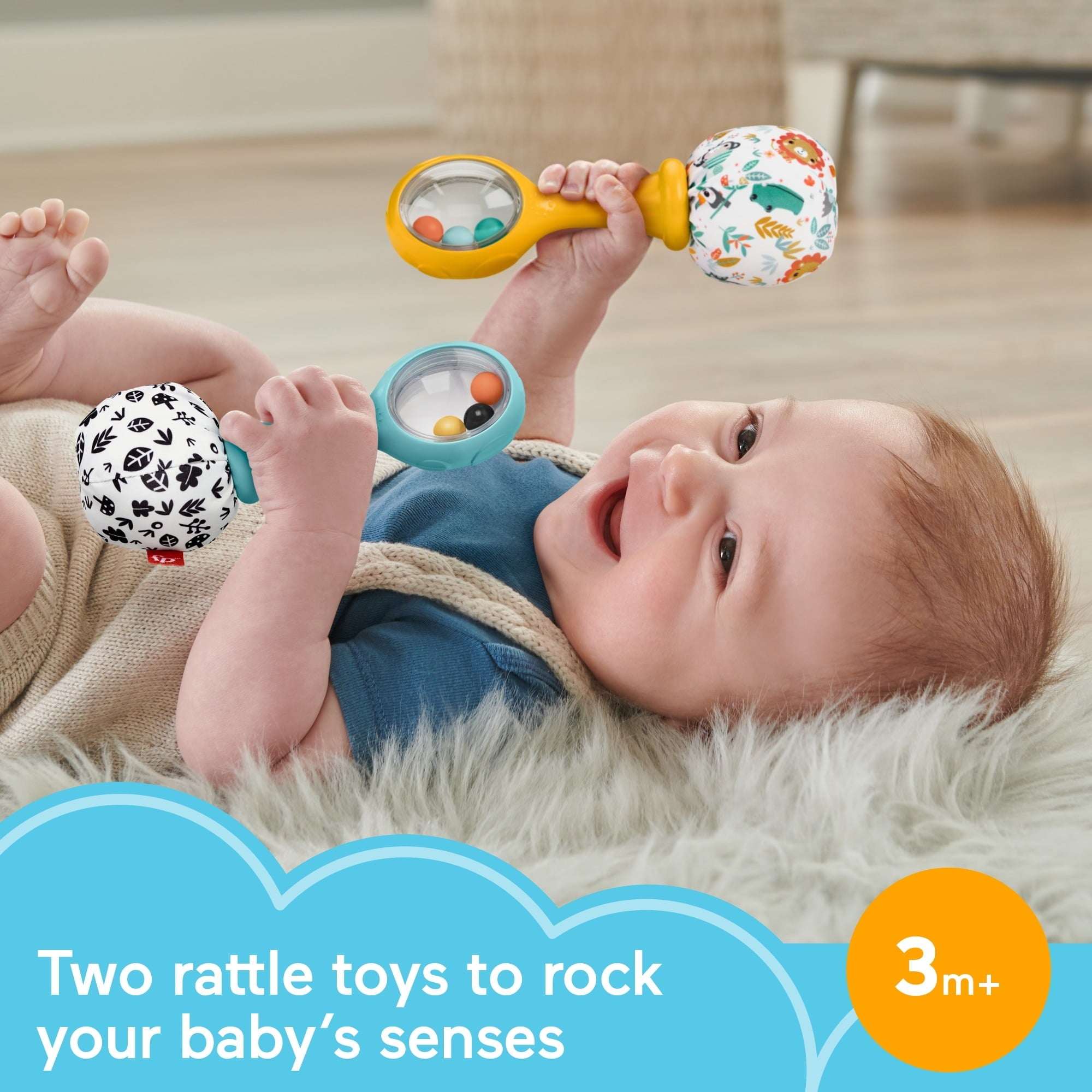 Fisher-Price Baby Rattle ‘n Rock Maracas Toys, Set of 2 for Infants 3+ Months, High Contrast - Image 6