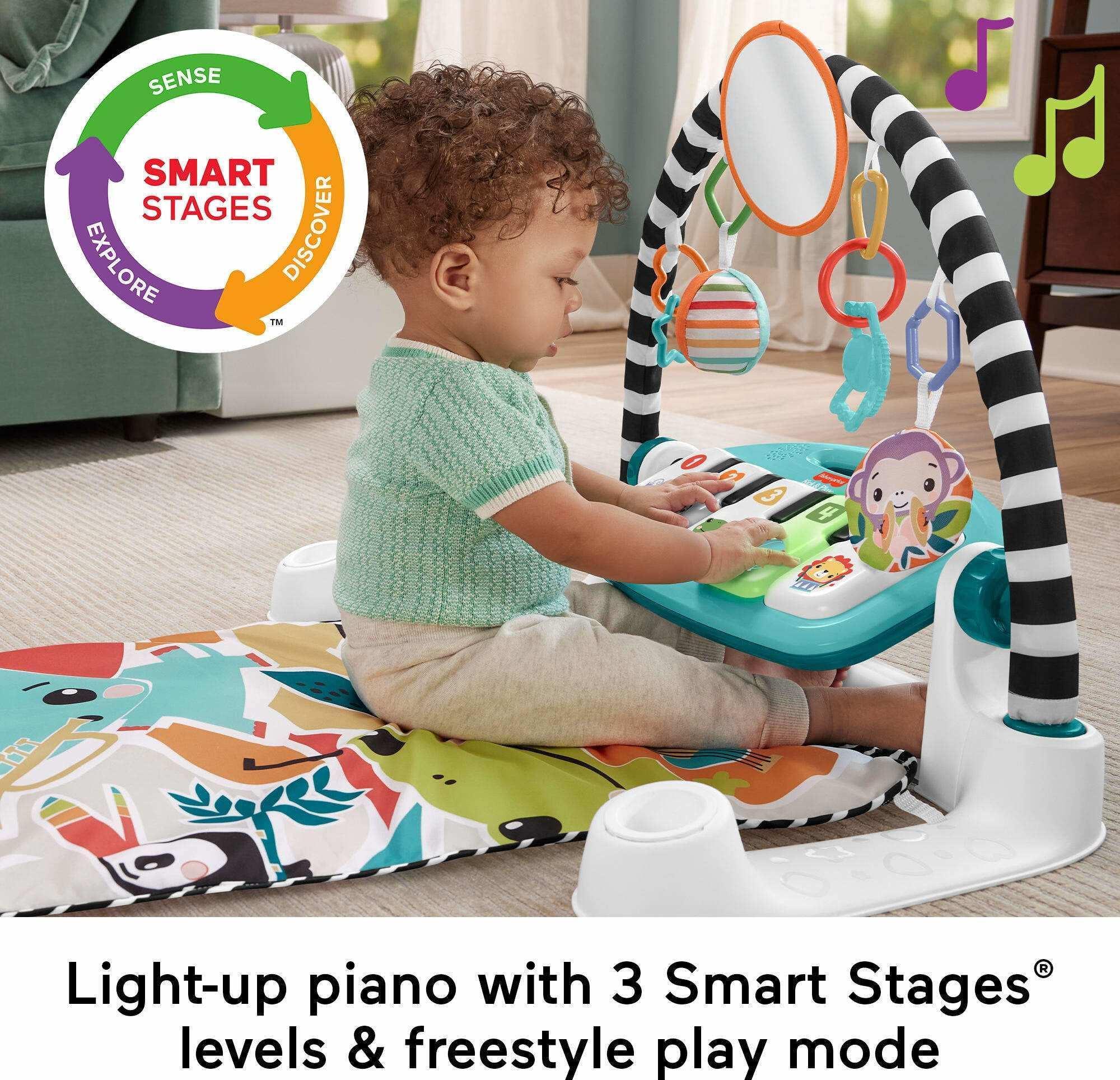 Fisher-Price Glow and Grow Kick & Play Piano Gym Baby Playmat with Musical Learning Toy, Blue - Image 4