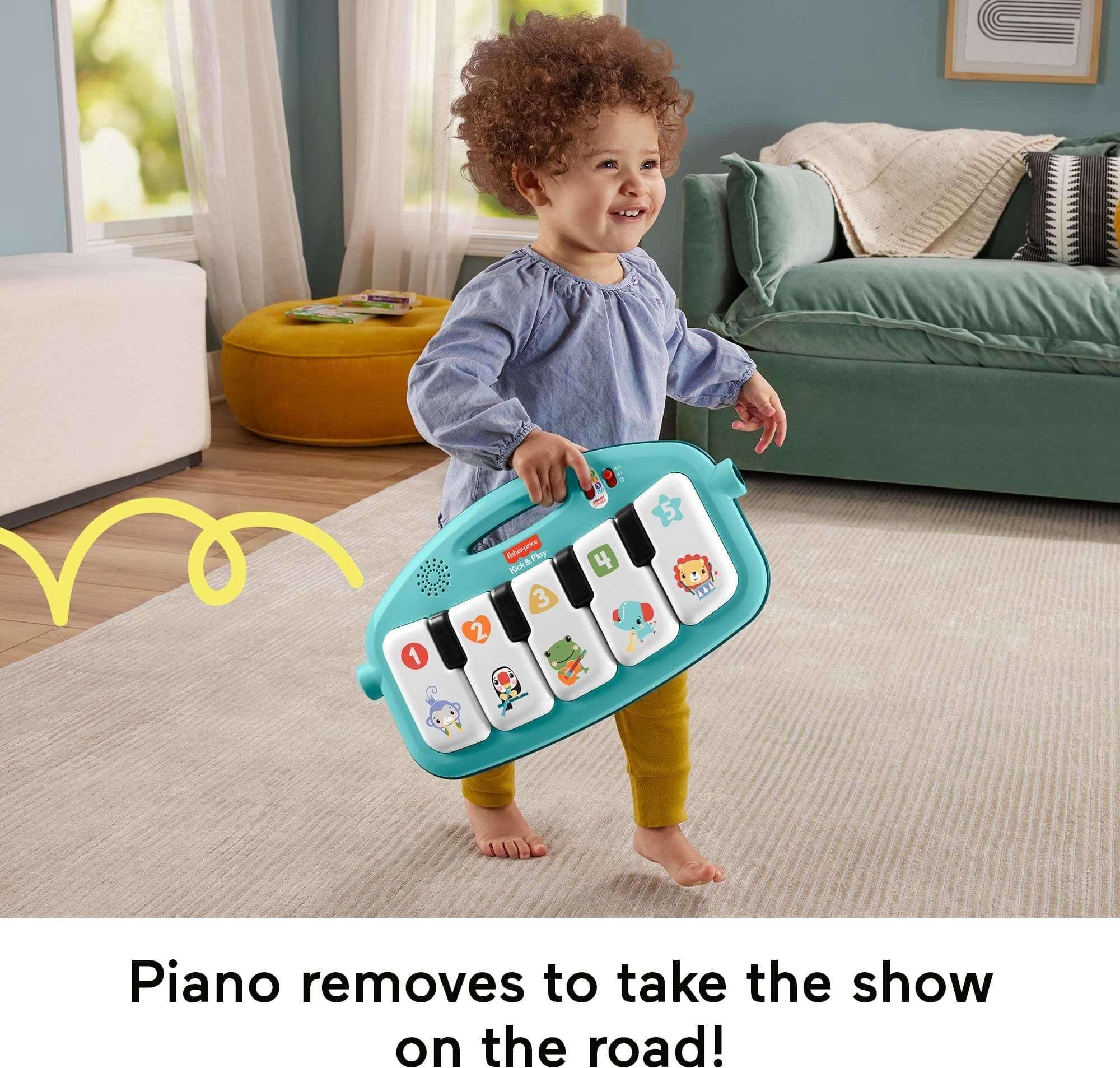 Fisher-Price Glow and Grow Kick & Play Piano Gym Baby Playmat with Musical Learning Toy, Blue - Image 5