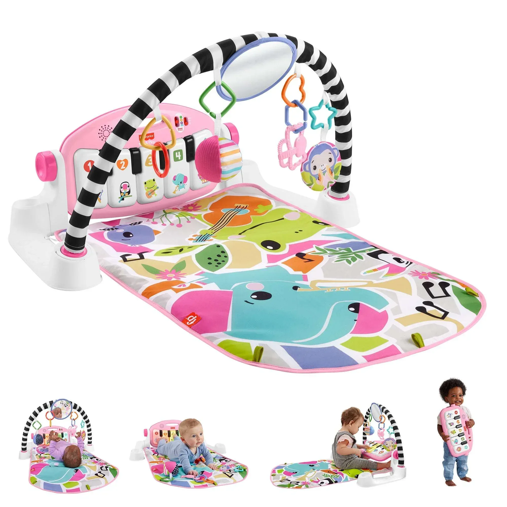 Fisher-Price Glow and Grow Kick & Play Piano Gym Baby Playmat with Musical Learning Toy, Blue - Image 7