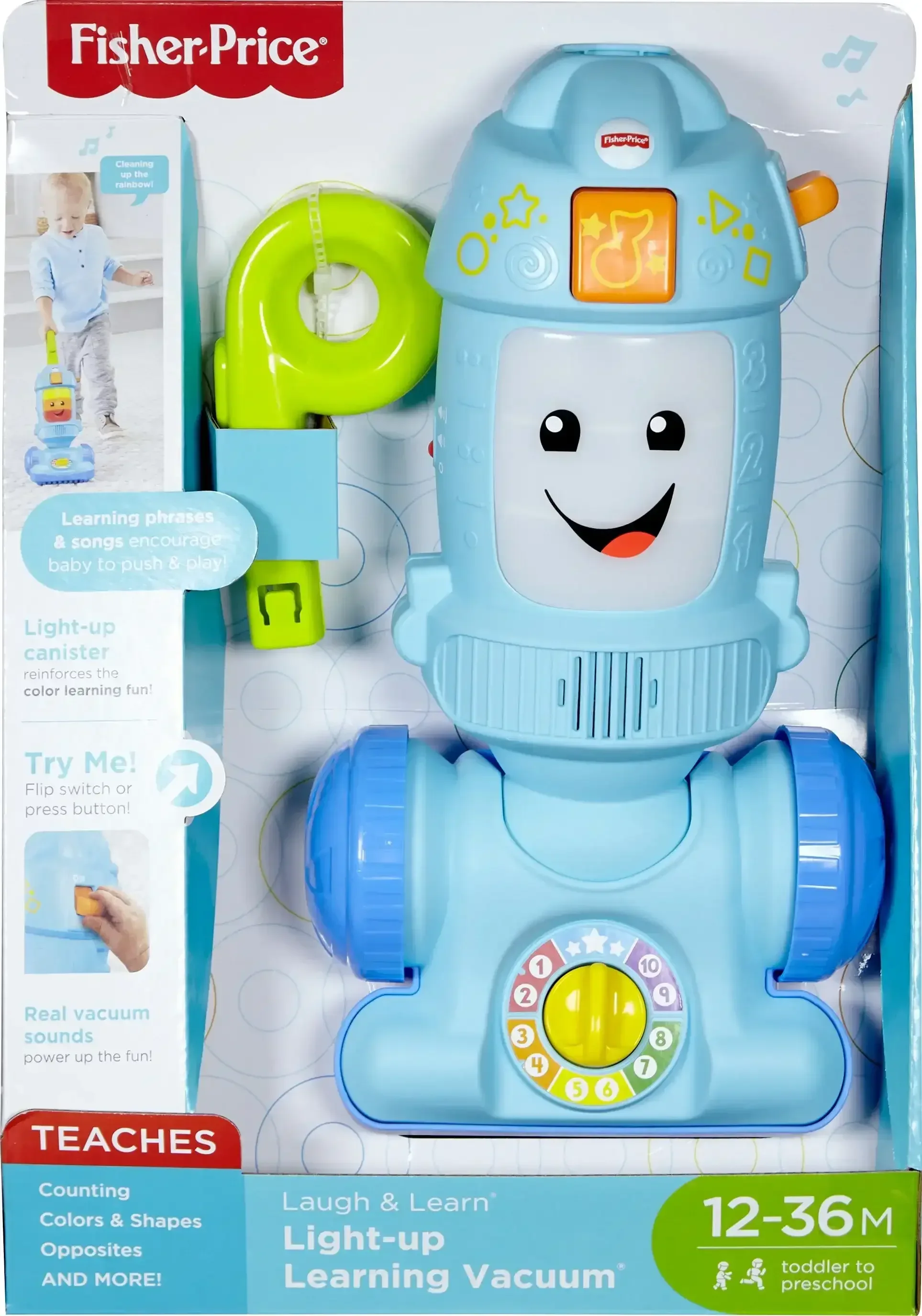 Fisher-Price Laugh & Learn Light-Up Learning Vacuum Electronic Toddler Plastic Push Toy - Image 6