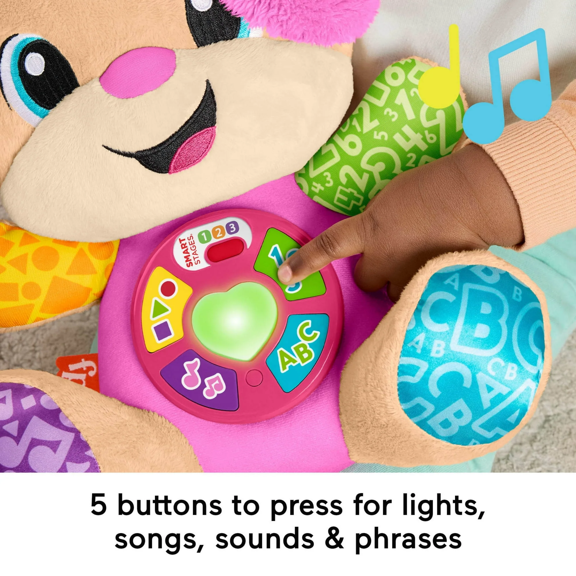 Fisher-Price Laugh & Learn Smart Stages Sis Pink Plush Musical Learning Toy for Baby & Toddler - Image 4
