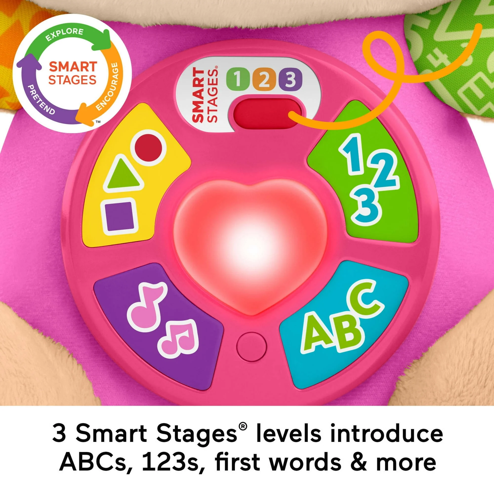 Fisher-Price Laugh & Learn Smart Stages Sis Pink Plush Musical Learning Toy for Baby & Toddler - Image 5