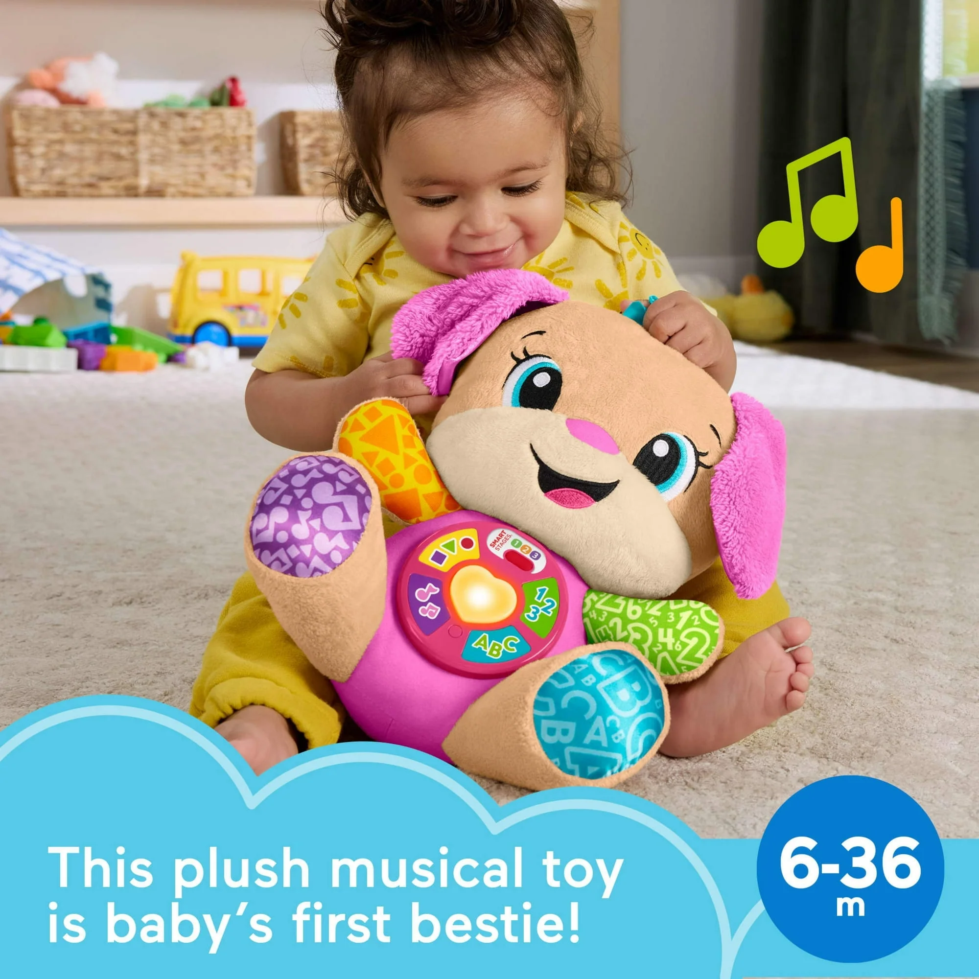 Fisher-Price Laugh & Learn Smart Stages Sis Pink Plush Musical Learning Toy for Baby & Toddler - Image 6