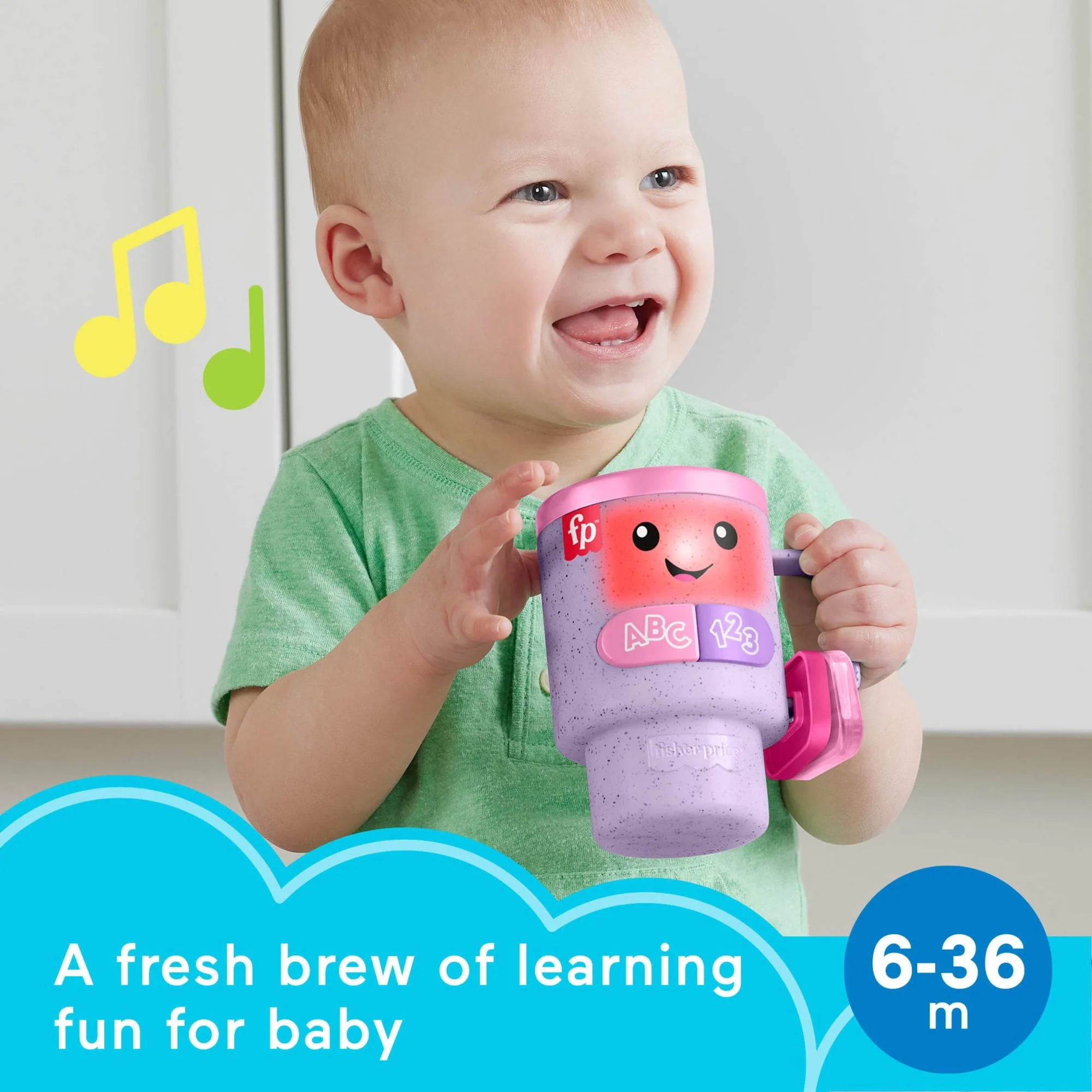 Fisher-Price Laugh & Learn Wake up & Learn Coffee Mug Baby & Toddler Toy with Music & Lights - Image 14