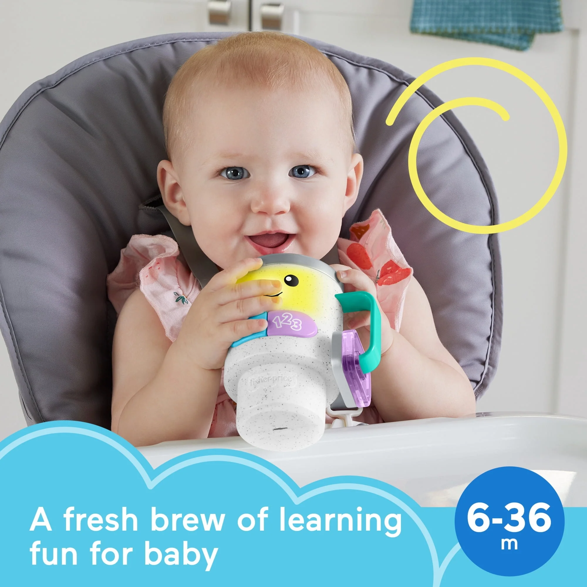 Fisher-Price Laugh & Learn Wake up & Learn Coffee Mug Baby & Toddler Toy with Music & Lights - Image 8