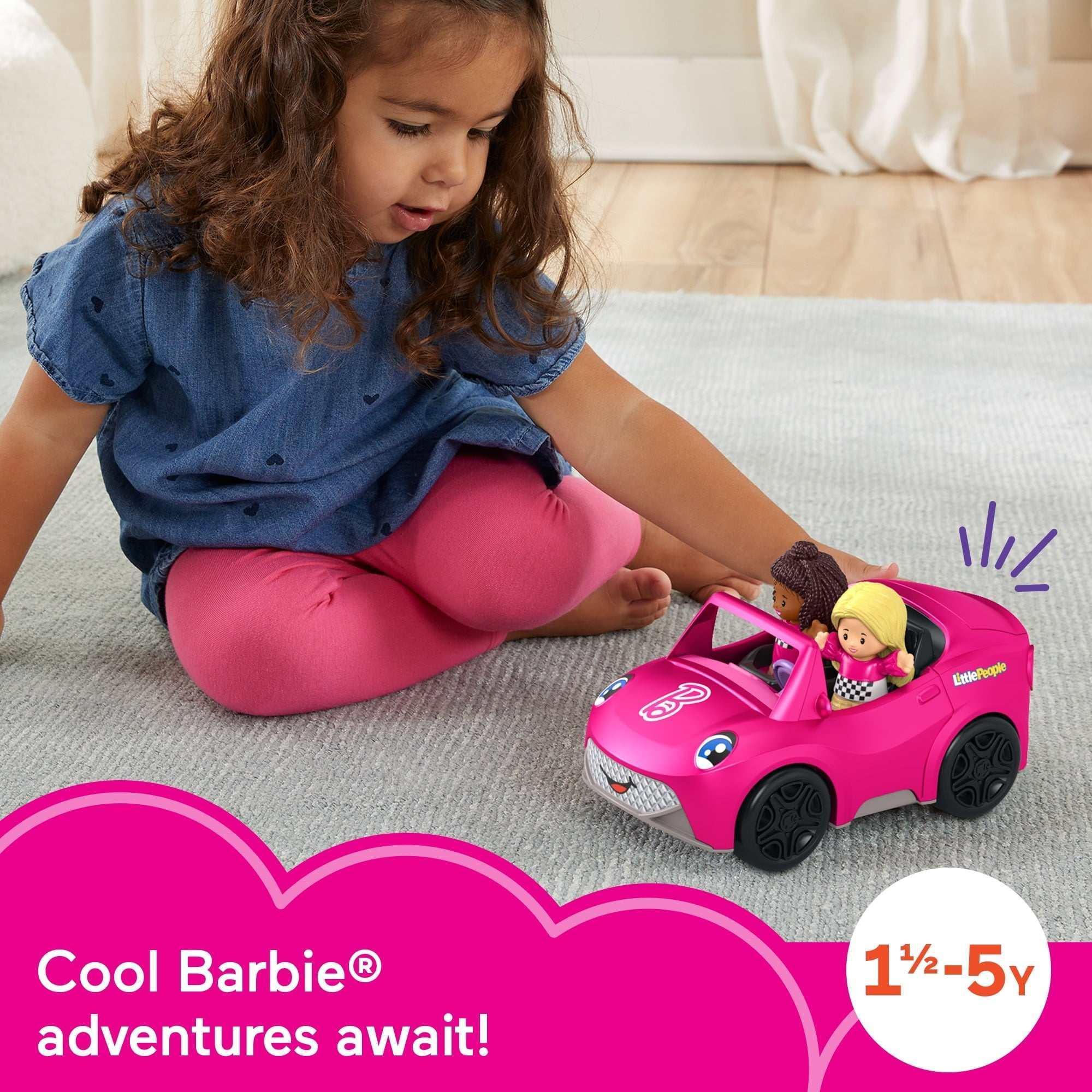Fisher-Price Little People Barbie Convertible Toy Car with Music Sounds & 2 Figures for Toddlers - Image 5