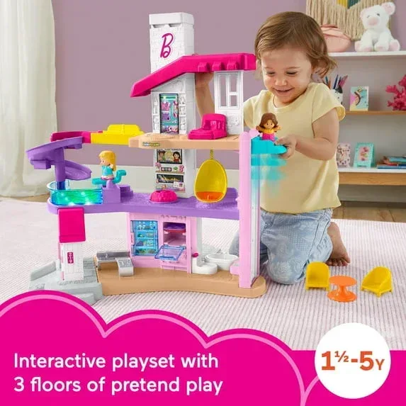 Fisher-Price Little People Barbie Little DreamHouse Toddler Playset with Music & Lights, 7 Pieces - Image 5