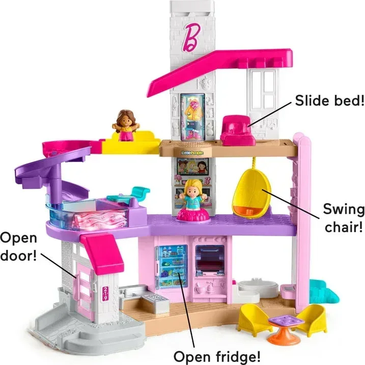 Fisher-Price Little People Barbie Little DreamHouse Toddler Playset with Music & Lights, 7 Pieces - Image 6