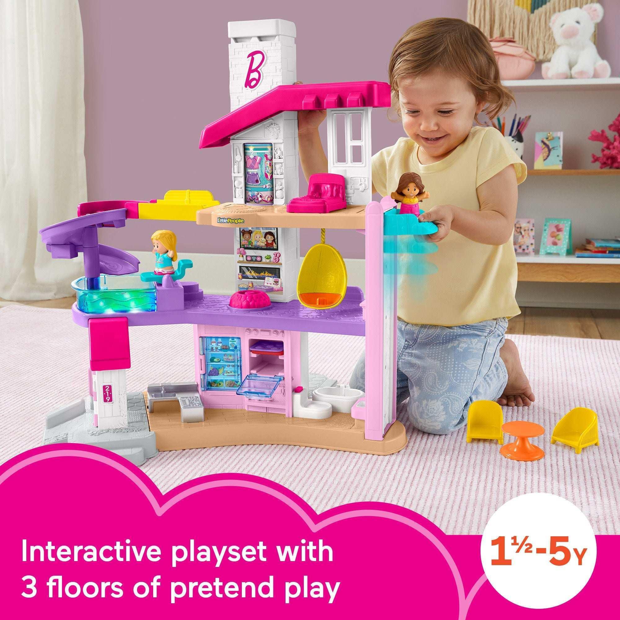 Fisher-Price Little People Barbie Little DreamHouse Toddler Playset with Music & Lights, 7 Pieces - Image 2