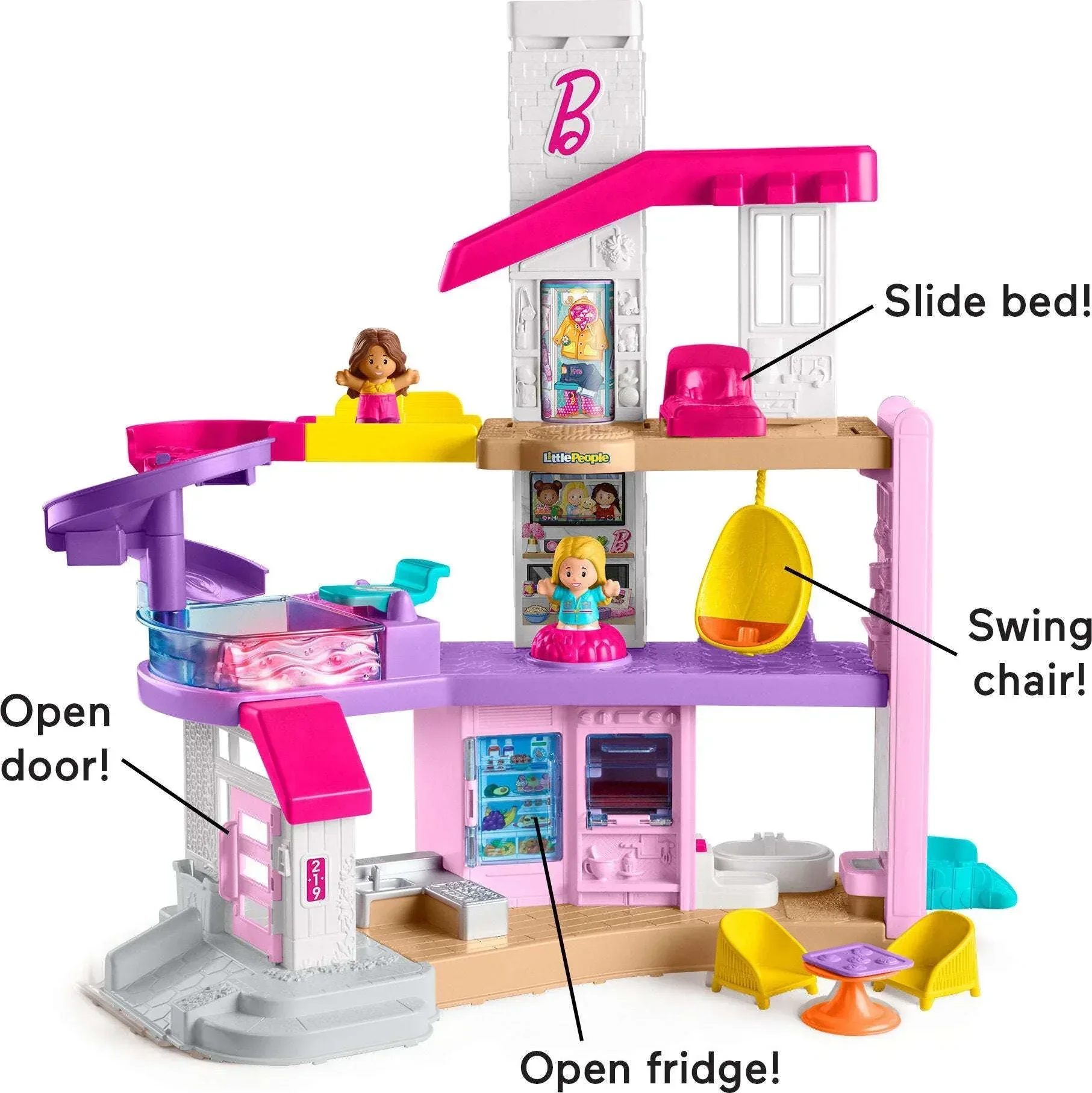 Fisher-Price Little People Barbie Little DreamHouse Toddler Playset with Music & Lights, 7 Pieces - Image 5