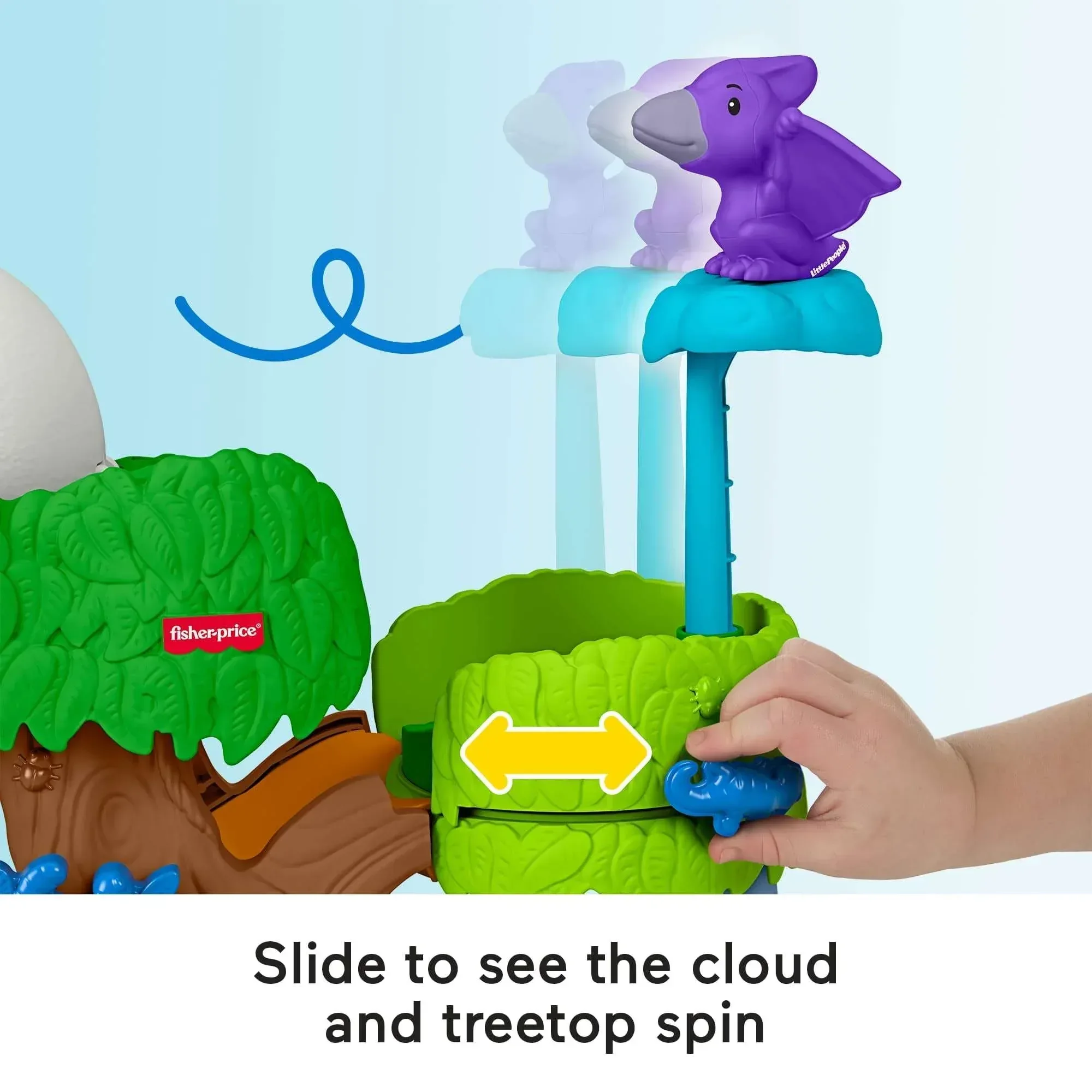 Fisher-Price Little People Dinosaur Hatch & Slide Playset Toddler Toy with 2 Figures - Image 3