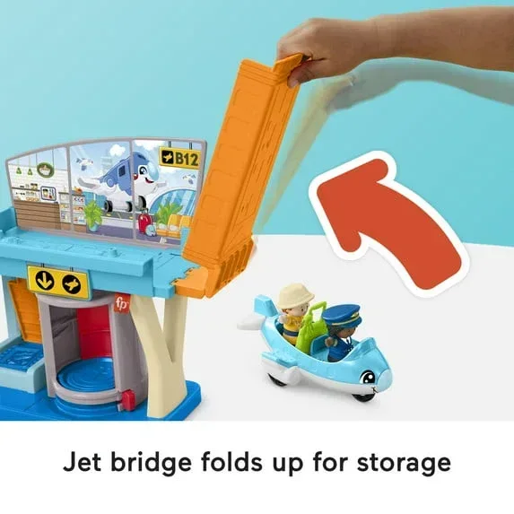 Fisher-Price Little People Everyday Adventures Airport Toddler Playset, Airplane & 3 Play Pieces - Image 5