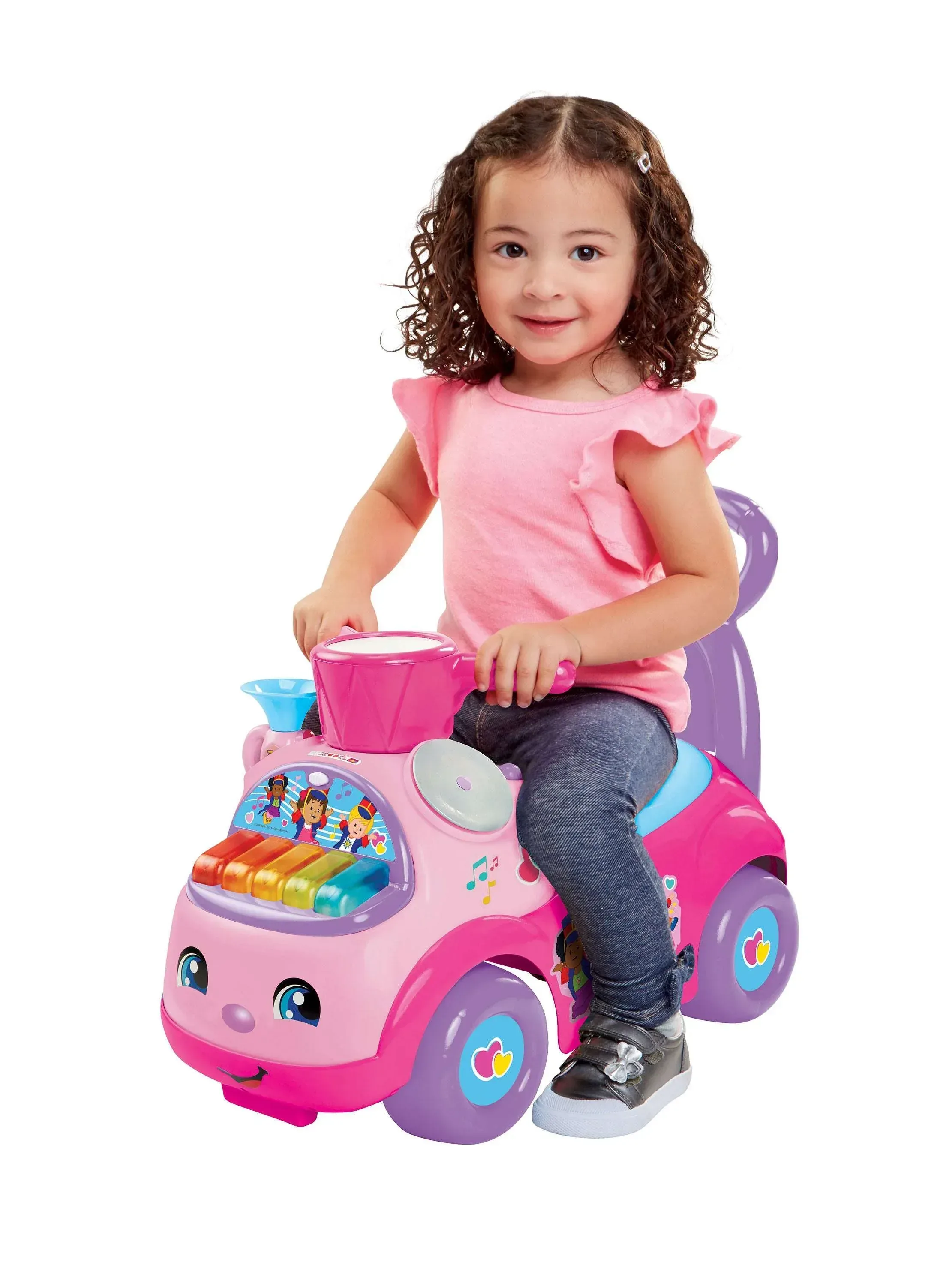 Fisher Price Little People Music Parade Heart Preschool Push Ride-On with Lights and Sounds - Image 3