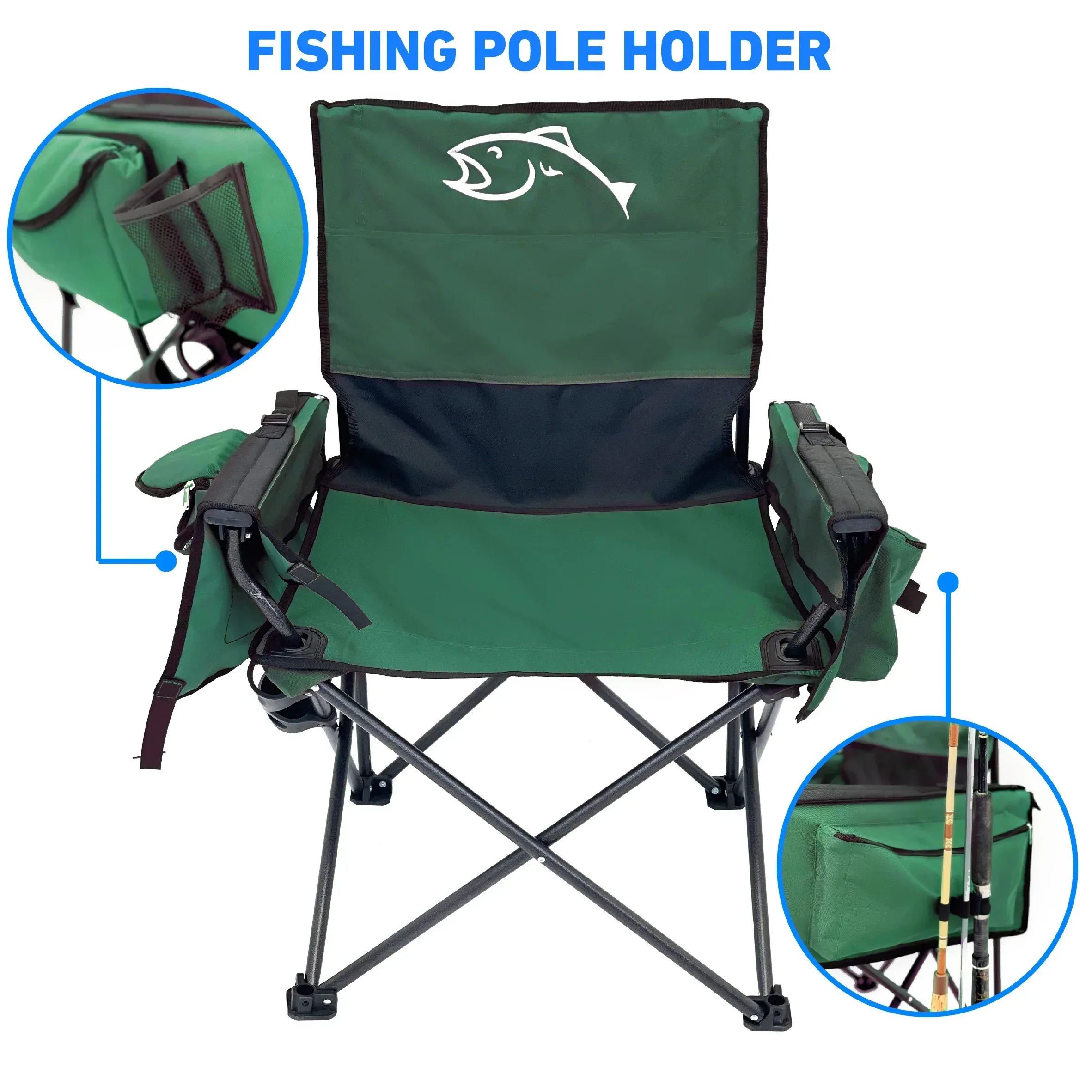 Fishing Chair with Rod Holder Built In Cooler Hands Free Fishing Pole Holder - Storage Pouch Storage Bag for Fishing Accessories Full Size Portable & Folding Ruler for Measuring Fish - Image 7