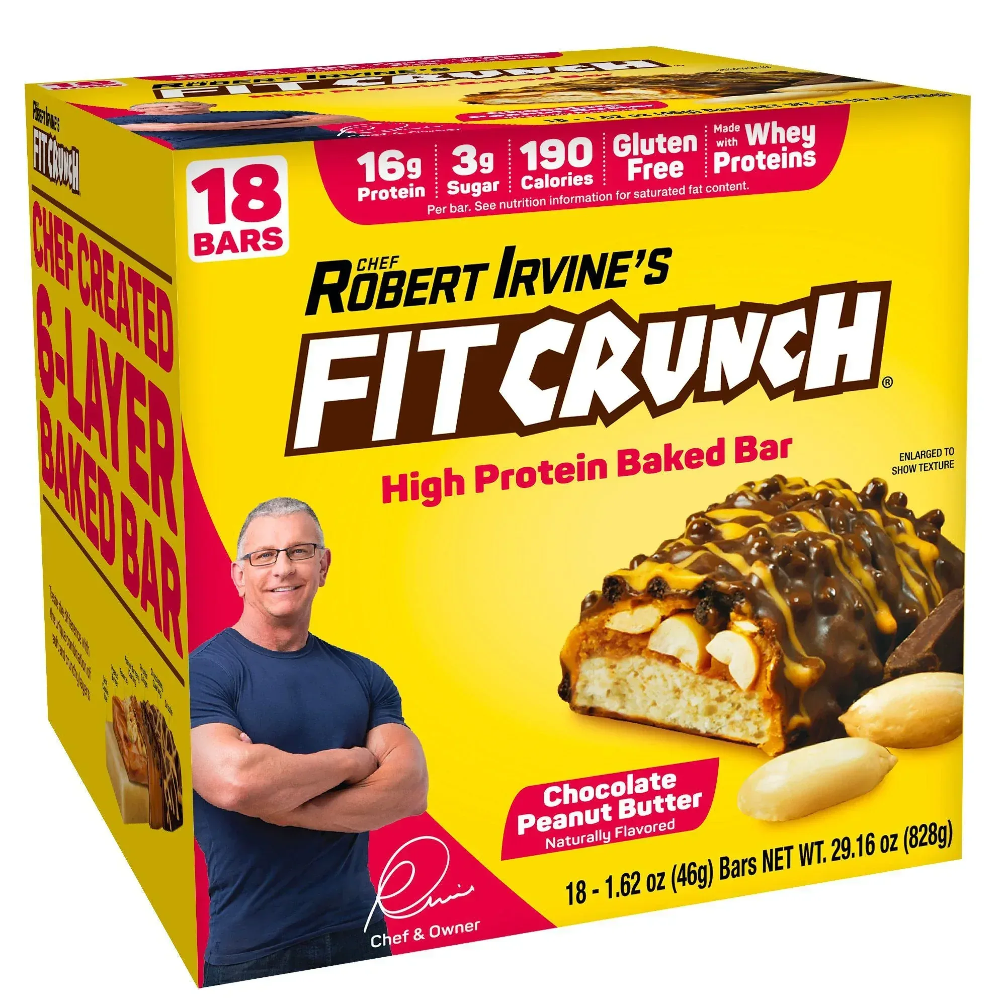 FITCRUNCH Protein Bars, 16g Protein, Chocolate Peanut Butter, 1.62 oz, 18-count - Image 3