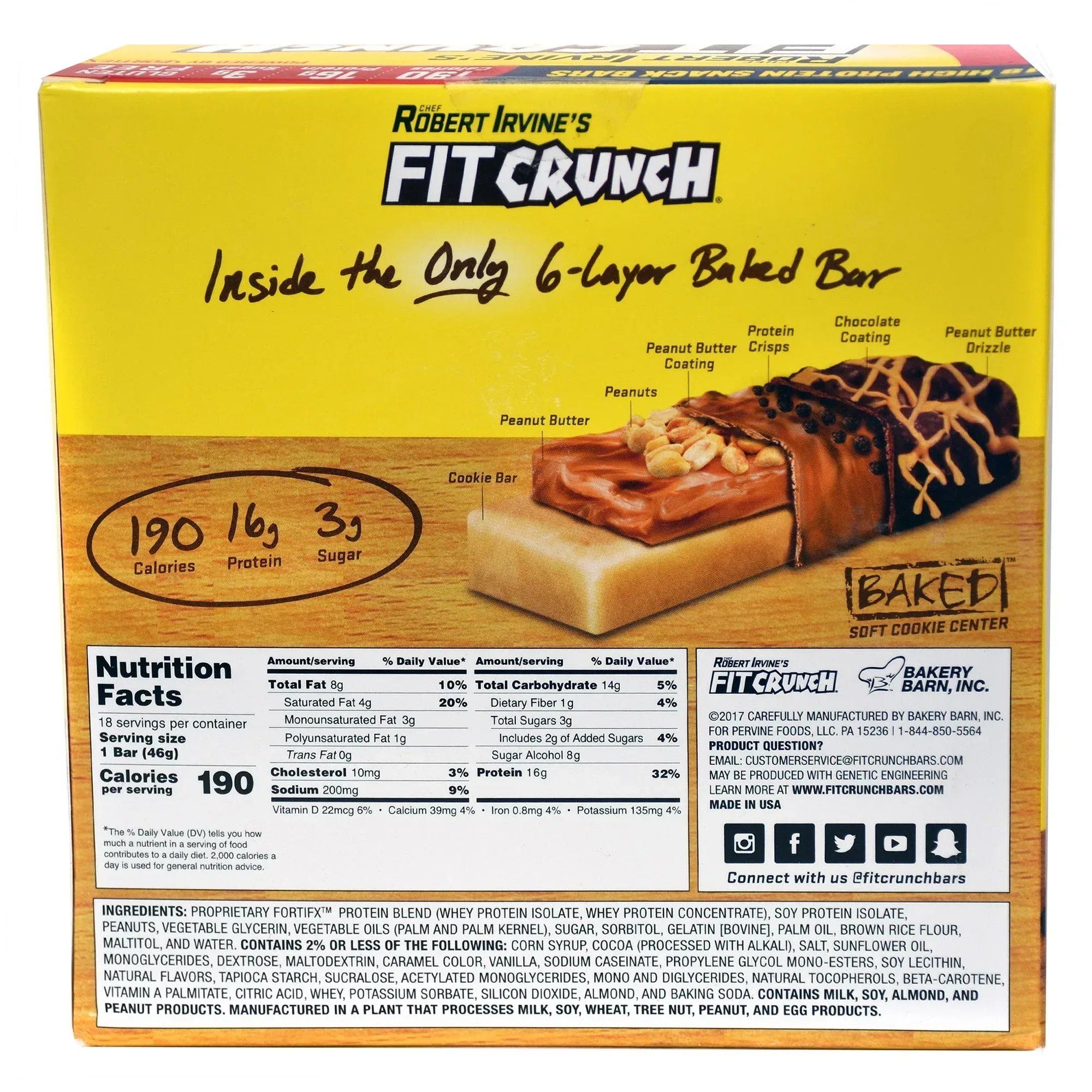 FITCRUNCH Protein Bars, 16g Protein, Chocolate Peanut Butter, 1.62 oz, 18-count - Image 4