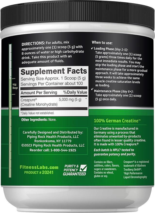 Fitness Labs German Creatine Monohydrate Powder | 500 Grams | Creapure Fitness Supplement | 100 Servings - Image 2