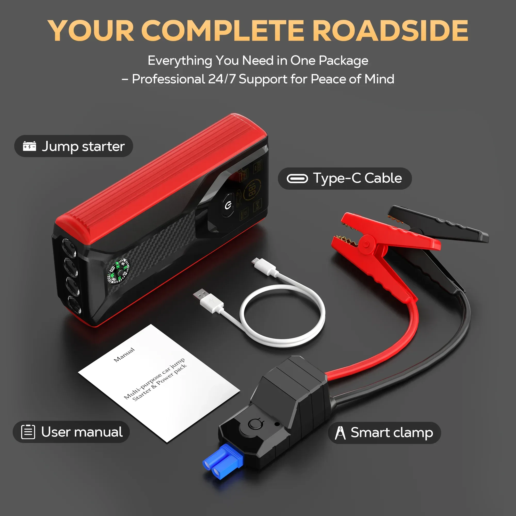 FLORAY Car Jump Starter Portable, 1500A Peak 12V Battery Jump Starter with Jumper Cables Car Battery Charger, Battery Booster Power Pack, Jump Boxes, up to 6.0L Gas/3.0L Diesel - Image 5