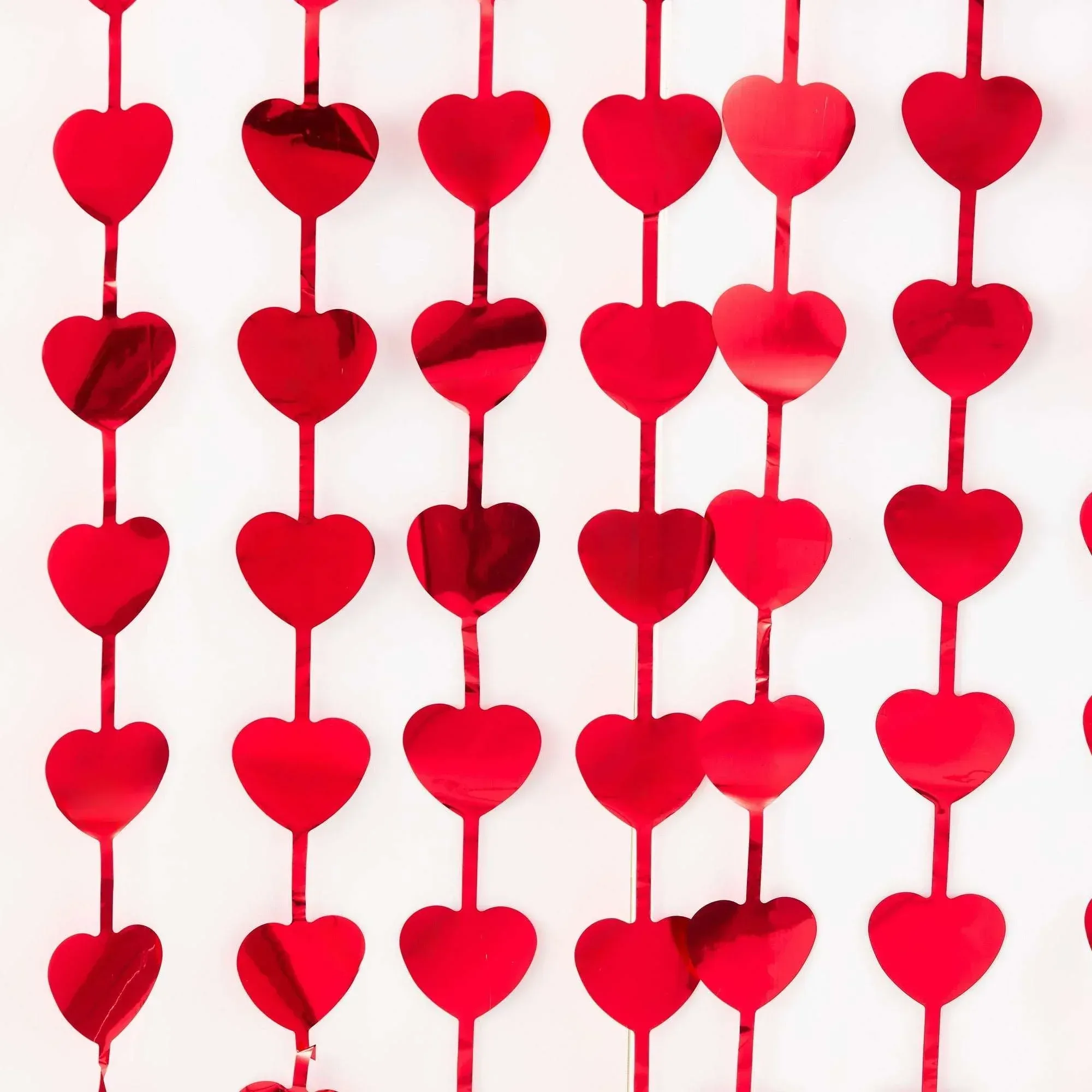Foil Heart Photo Backdrop, Red, 39" x 78", 2 Pieces, Valentine's Day by Way To Celebrate - Image 2