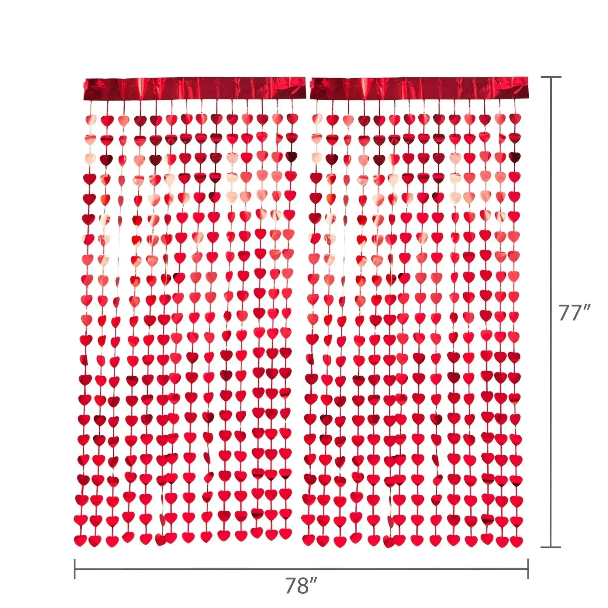 Foil Heart Photo Backdrop, Red, 39" x 78", 2 Pieces, Valentine's Day by Way To Celebrate - Image 3