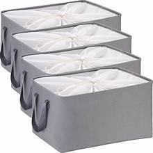 Foldable Clothes Storage Bags, Set of 4, Polypropylene Board, Gray, for Organizing Bedroom, Closet, Clothing, Comforters (9 Grid)