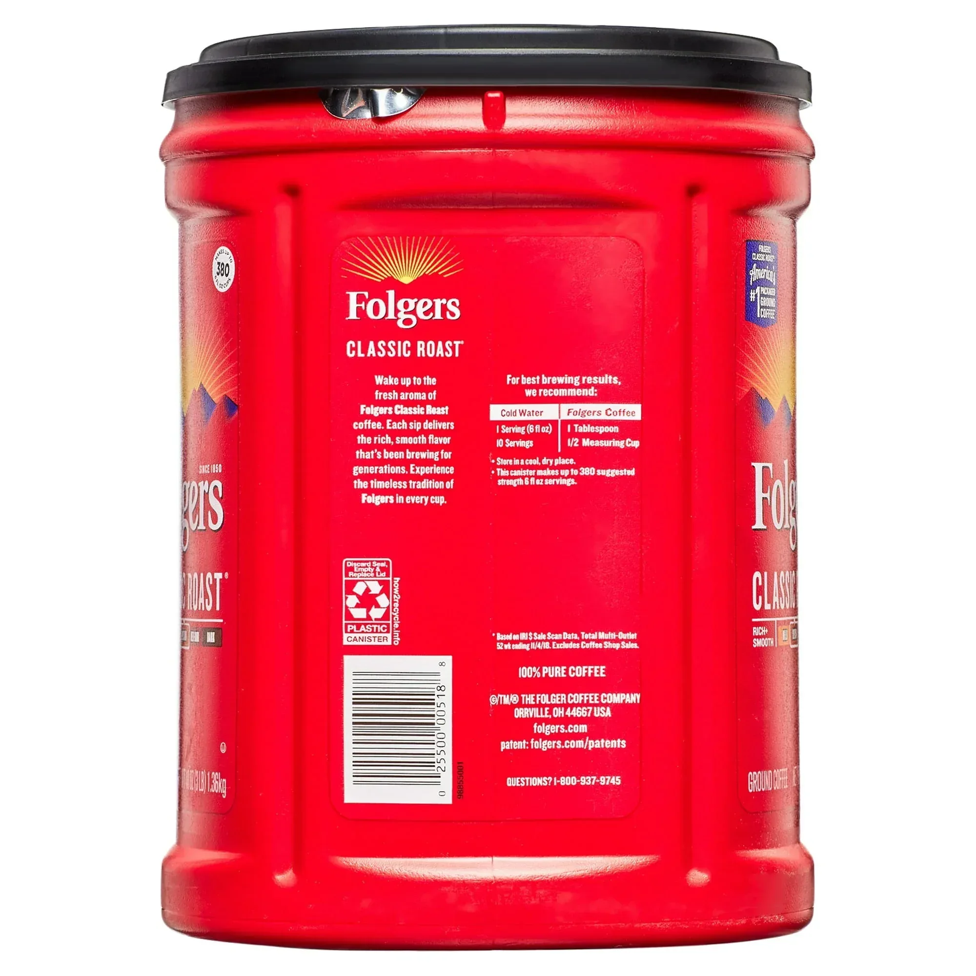 Folgers Classic Roast Ground Coffee, Medium Roast Coffee, 48 Oz Canister - Image 3