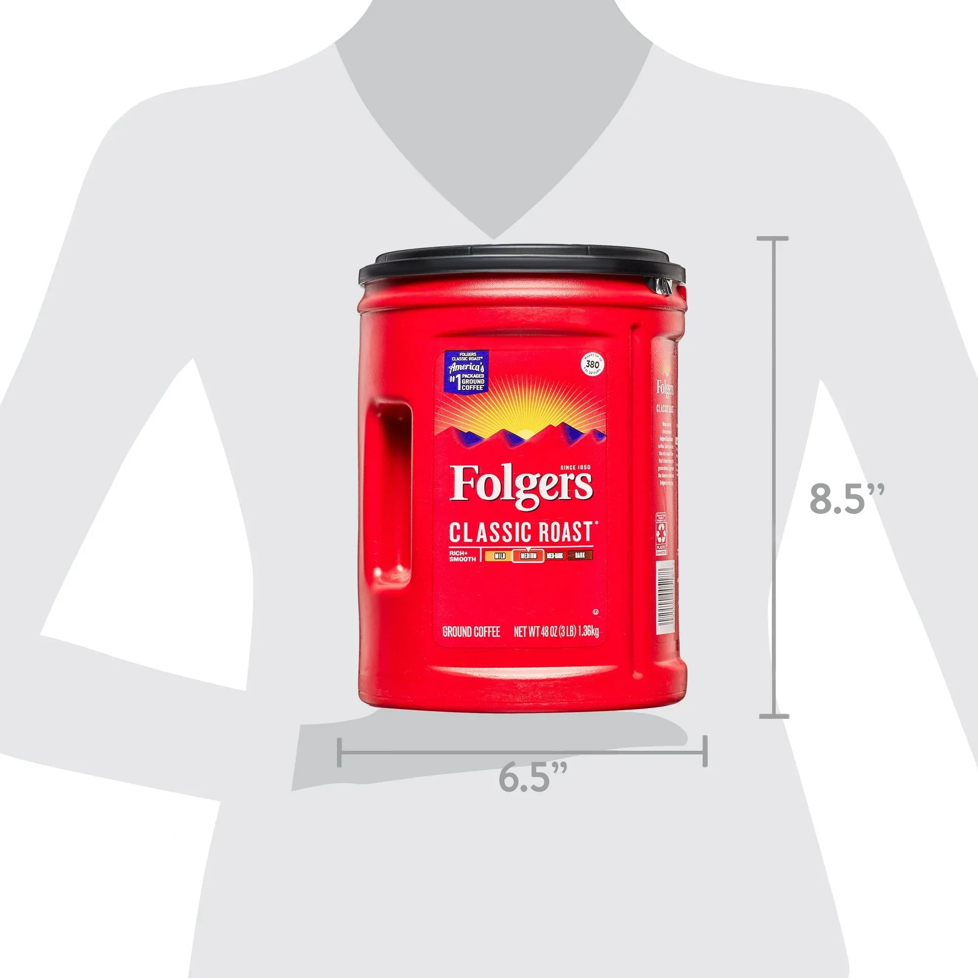 Folgers Classic Roast Ground Coffee, Medium Roast Coffee, 48 Oz Canister - Image 4