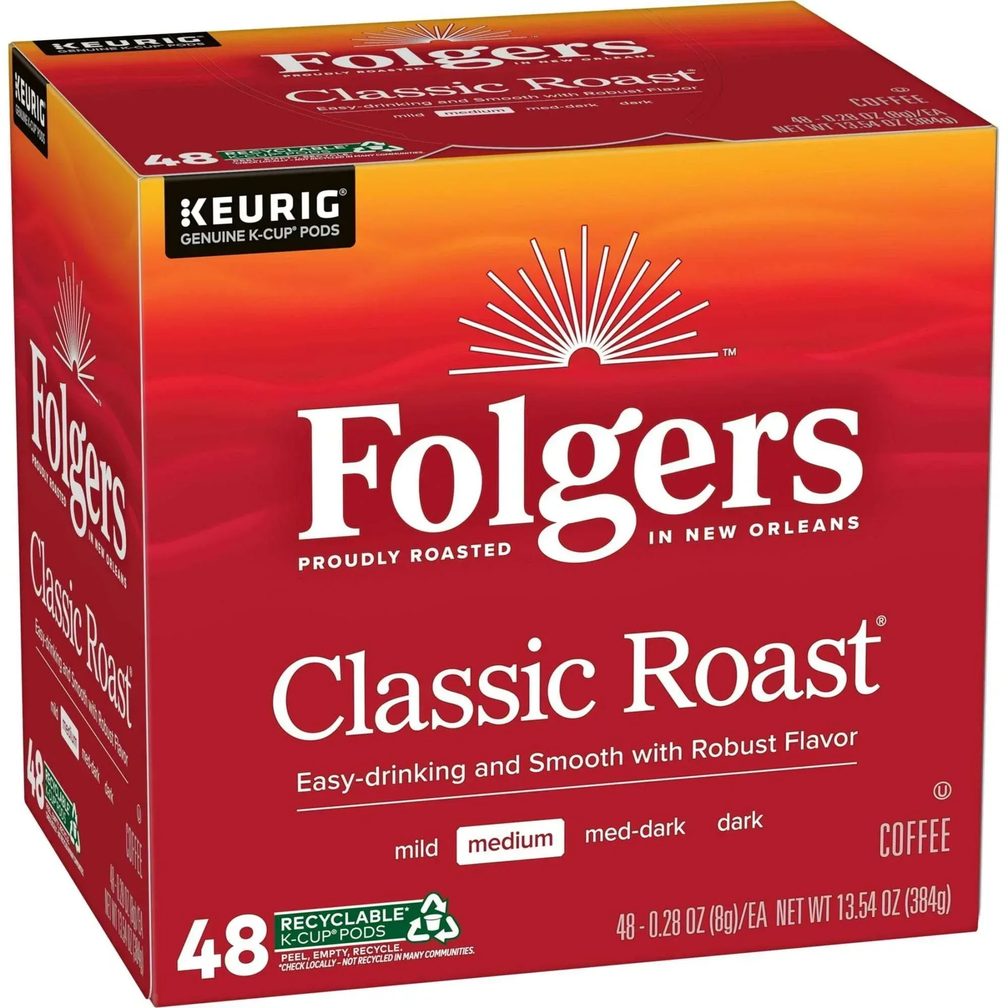 Folgers Classic Roast, Medium Roast Coffee, Keurig K Cup Pods, 48 Count Box - Image 4