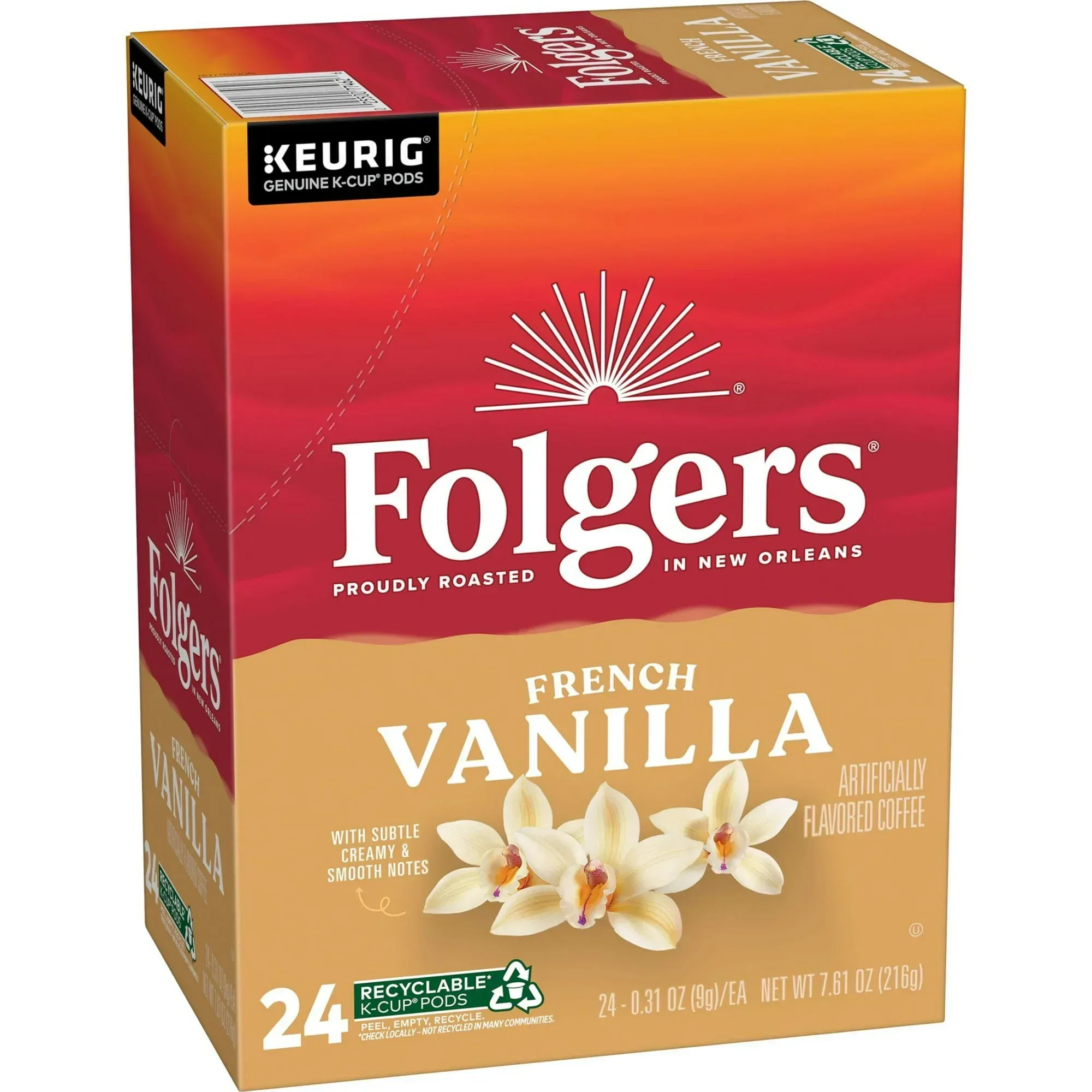 Folgers French Vanilla Artificially Flavored Coffee, Mild Roast, Keurig K Cup Pods, 24 Count Box - Image 3