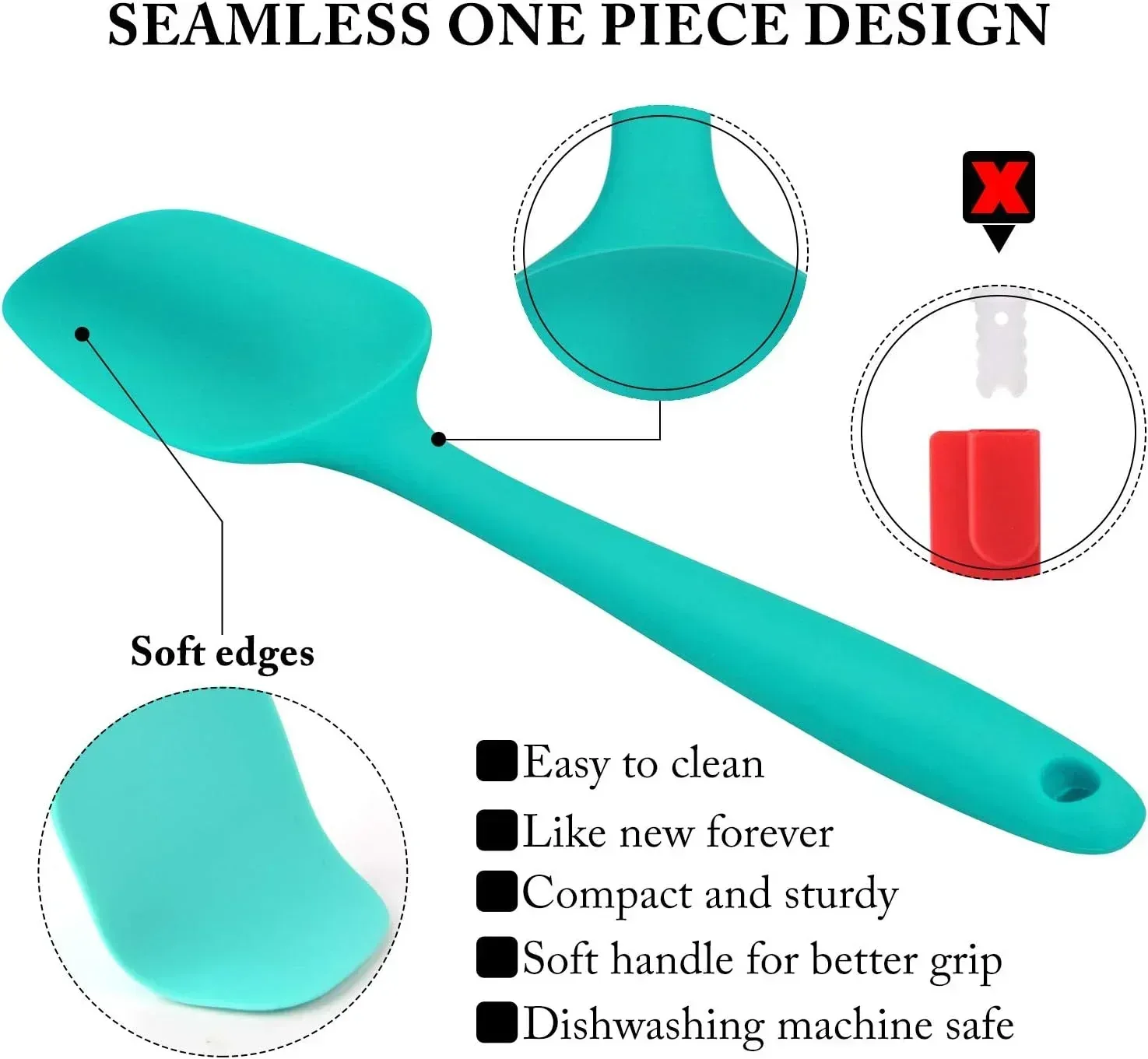 Food Grade Silicone Rubber Spatula Set for Baking, AOKIWO 5Pcs Cooking Utensil Set, High Heat Resistant Non Stick Dishwasher BPA-Free - Image 17