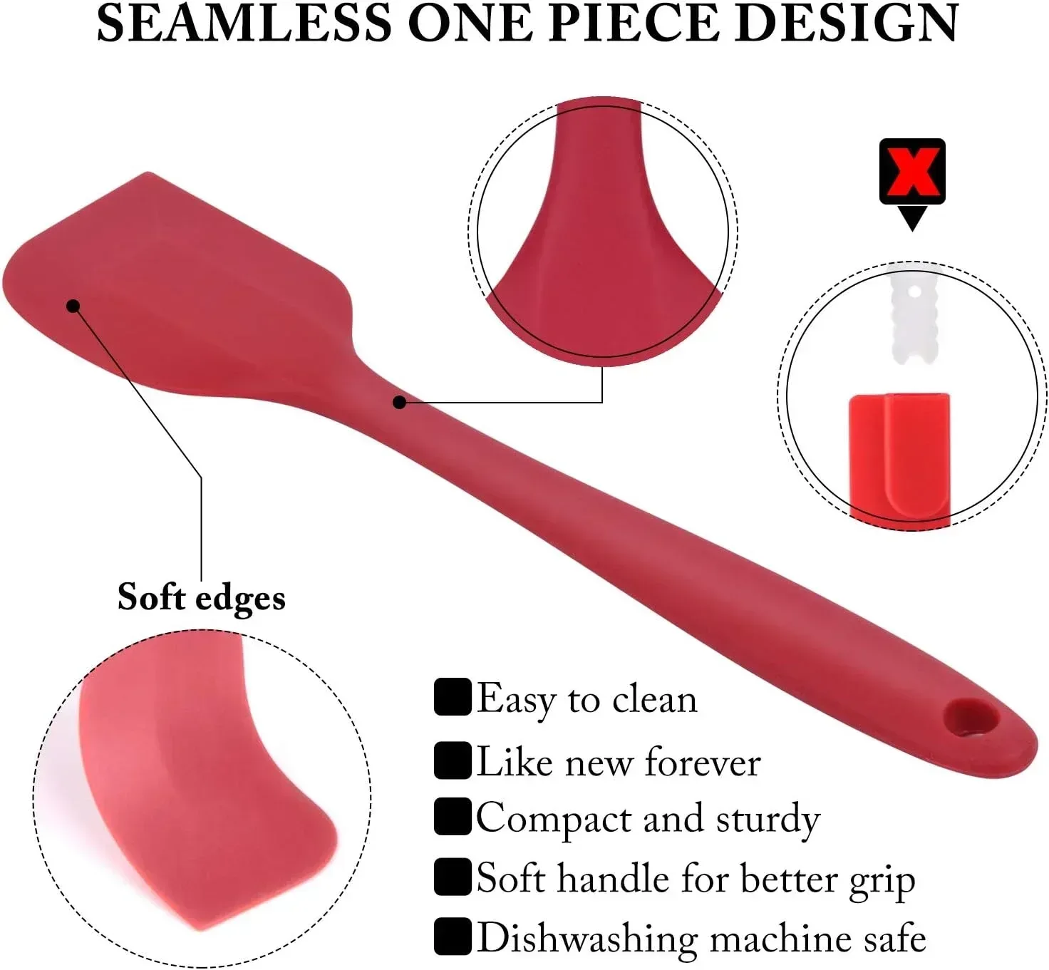 Food Grade Silicone Rubber Spatula Set for Baking, AOKIWO 5Pcs Cooking Utensil Set, High Heat Resistant Non Stick Dishwasher BPA-Free - Image 20