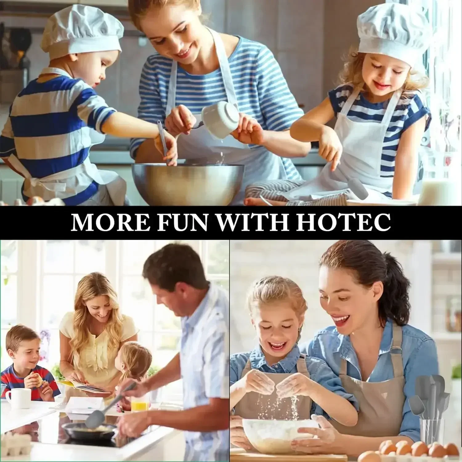 Food Grade Silicone Rubber Spatula Set for Baking, AOKIWO 5Pcs Cooking Utensil Set, High Heat Resistant Non Stick Dishwasher BPA-Free - Image 5