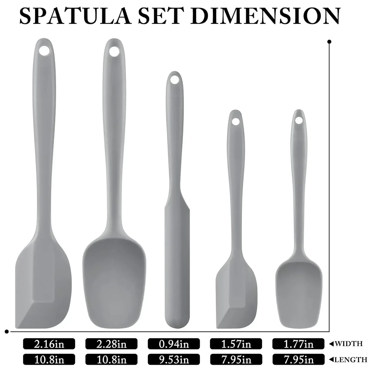 Food Grade Silicone Rubber Spatula Set for Baking, AOKIWO 5Pcs Cooking Utensil Set, High Heat Resistant Non Stick Dishwasher BPA-Free - Image 7