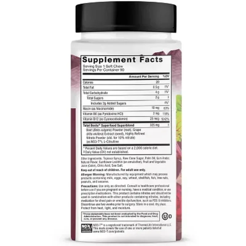 Force Factor Total Beets, Beet Root Superfood Soft Chews, Acai Berry (90 Ct.) - Image 2