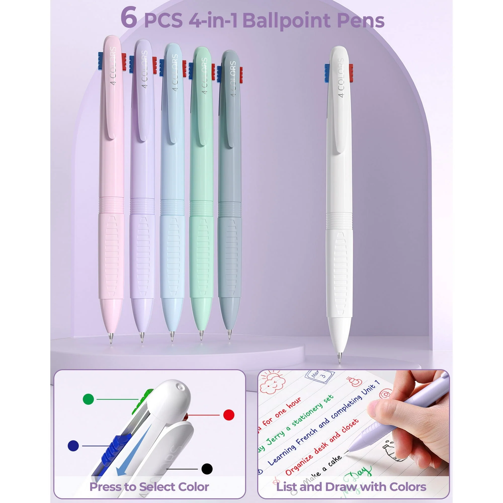 Four Candies 56 PCS Aesthetic Supplies with Pencil Case, 6 Multicolor Pen, 12 Pastel Highlighters, 5 Gel Pens Black Ink, 9 Mechanical Pencils for Stationary Set Preppy Stuff - Image 30