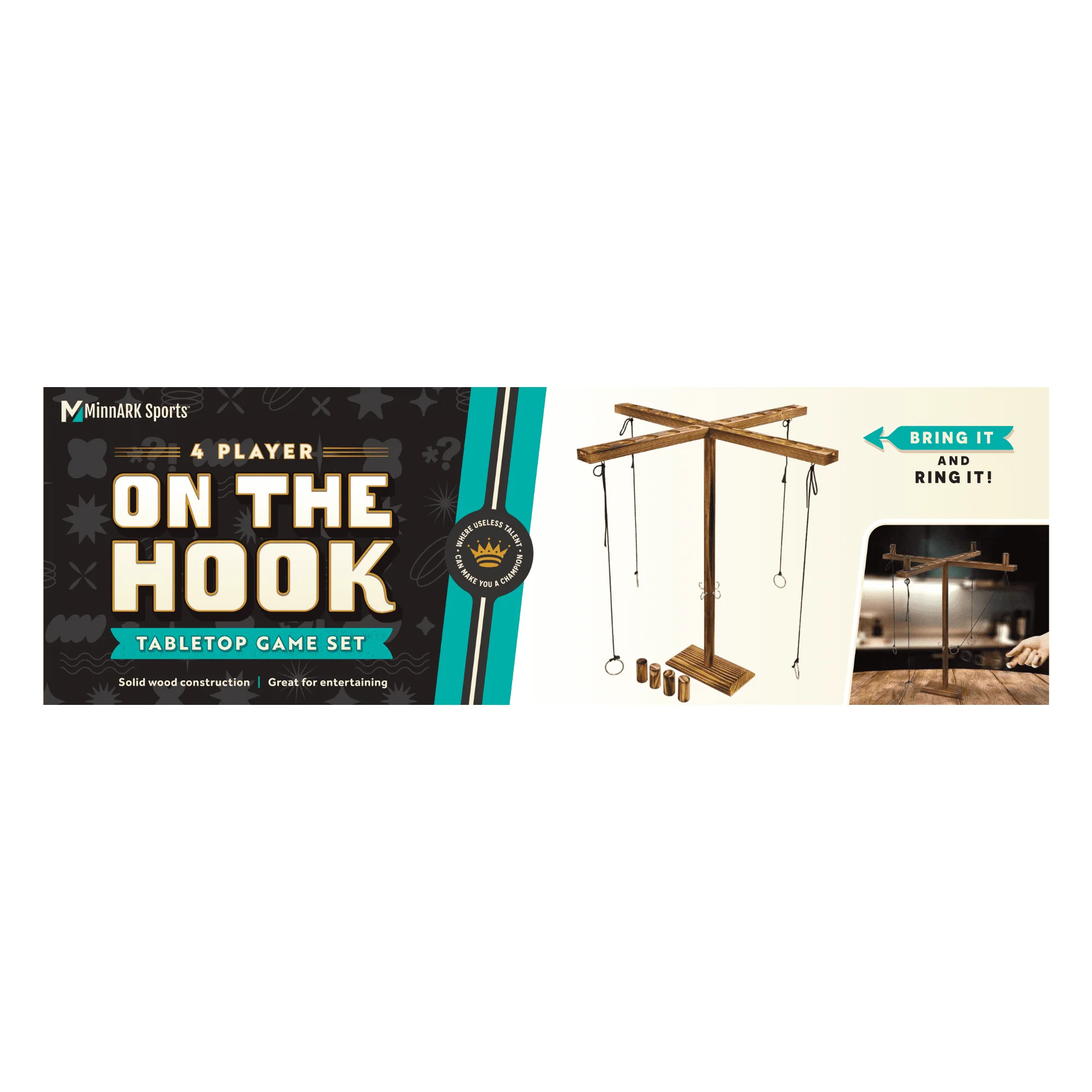 Four Player Hook & Ring Toss Game, 24-Inch Height, for All Ages, by MinnARK - Image 2