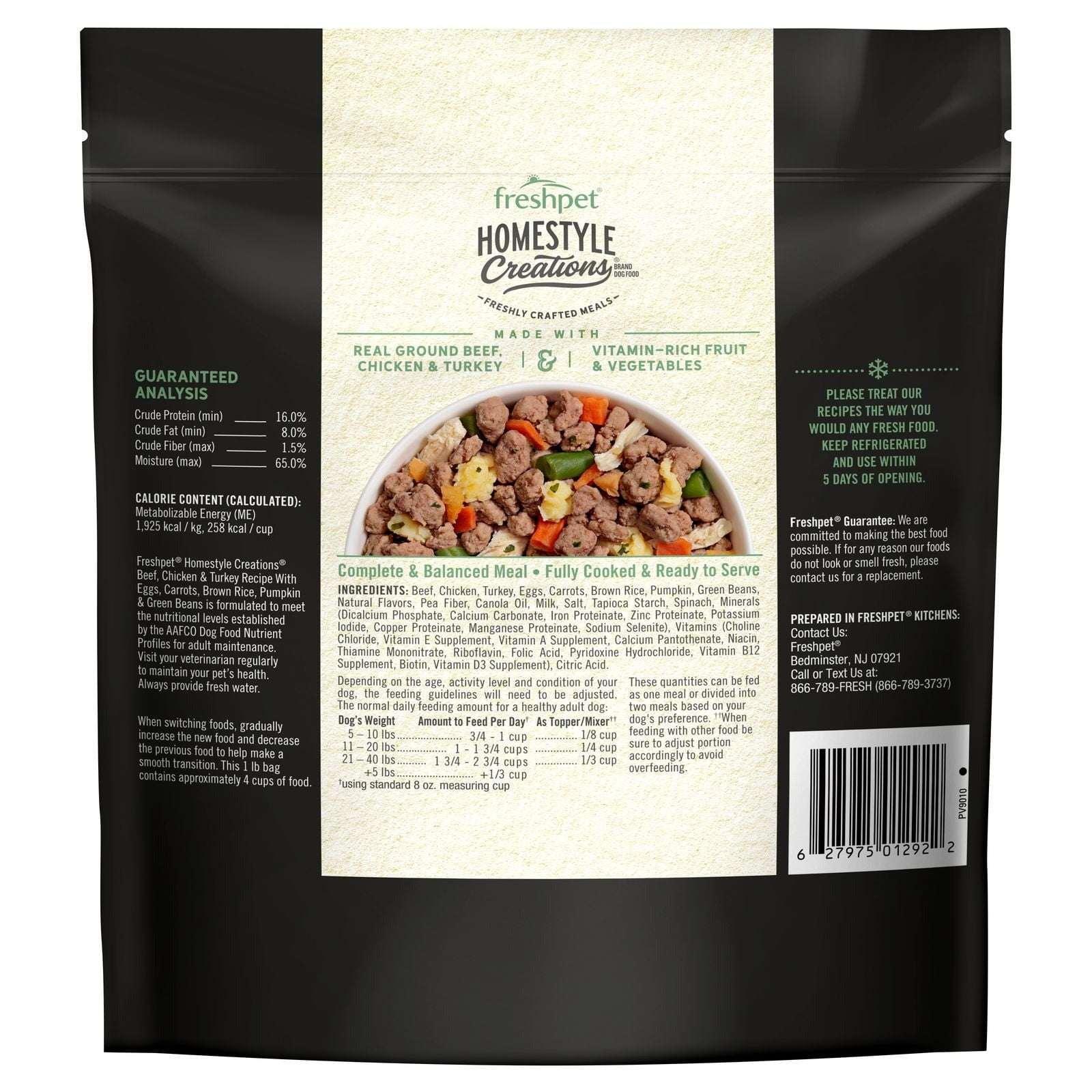 Freshpet Fresh Dog Food, Homestyle Creations, Beef, Chicken & Turkey Recipe, 1lb. - Image 2
