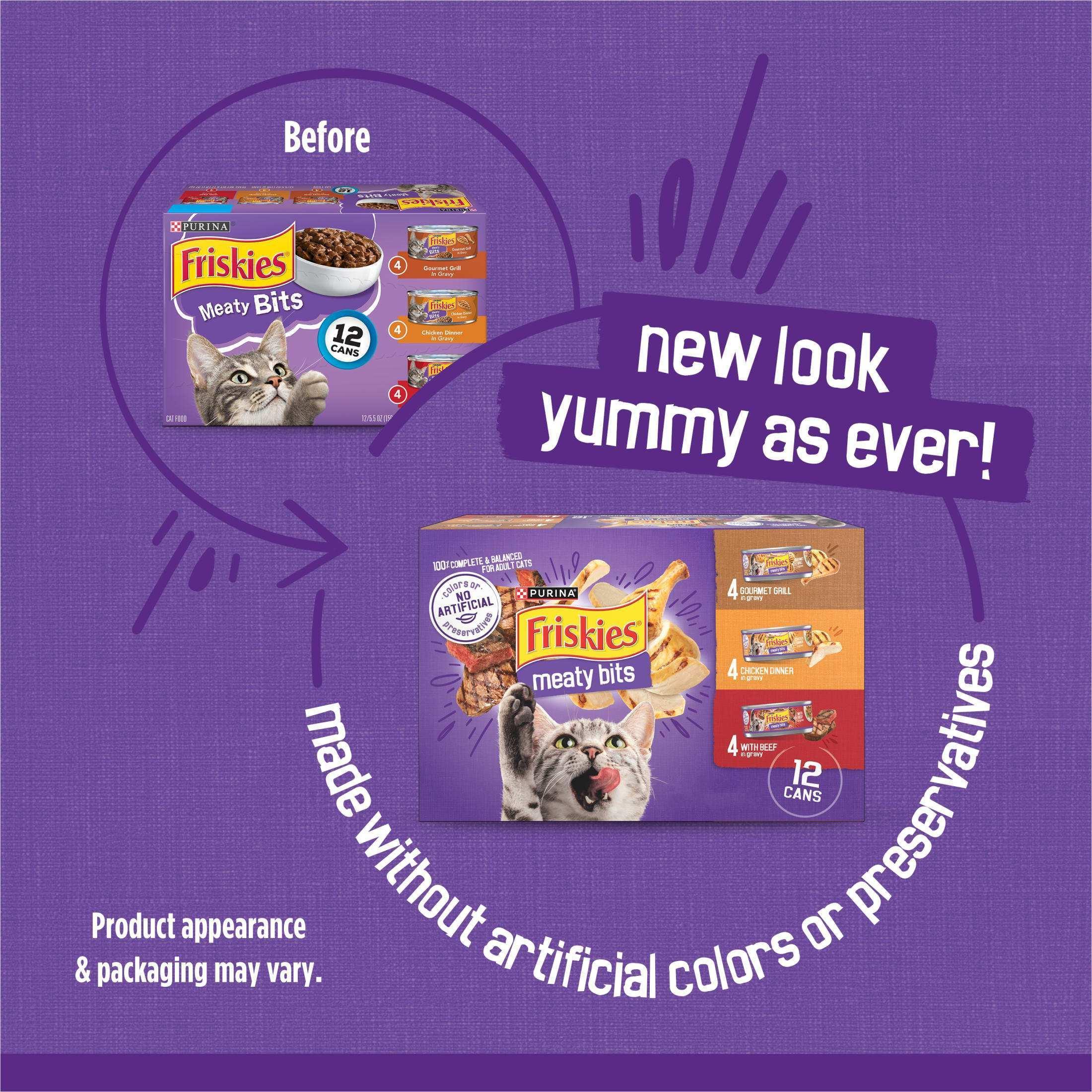 Friskies Gravy Variety Pack, Meaty Bits, Wet Cat Food, 12 Pack, 5.5 oz. Cans - Image 2