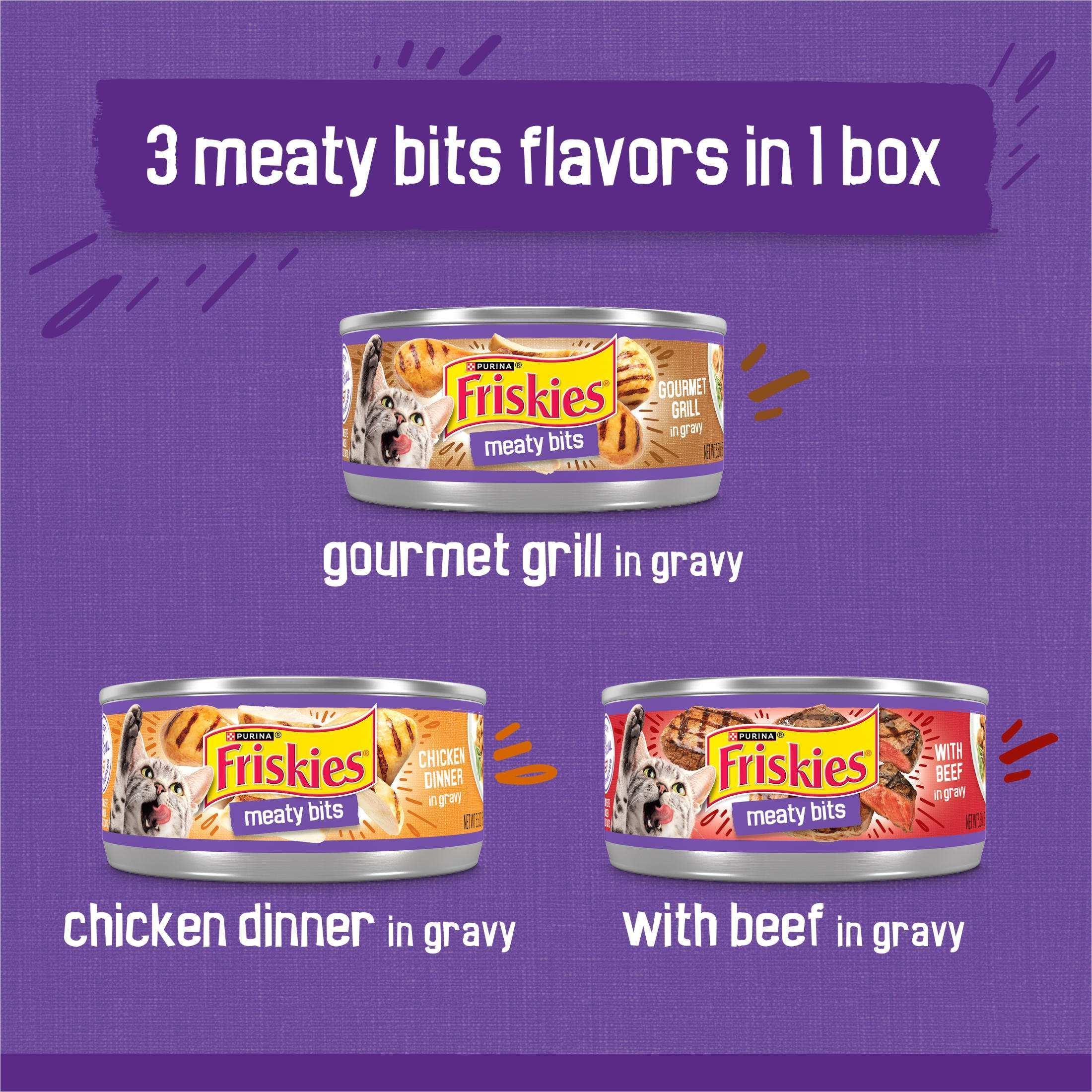 Friskies Gravy Variety Pack, Meaty Bits, Wet Cat Food, 12 Pack, 5.5 oz. Cans - Image 3