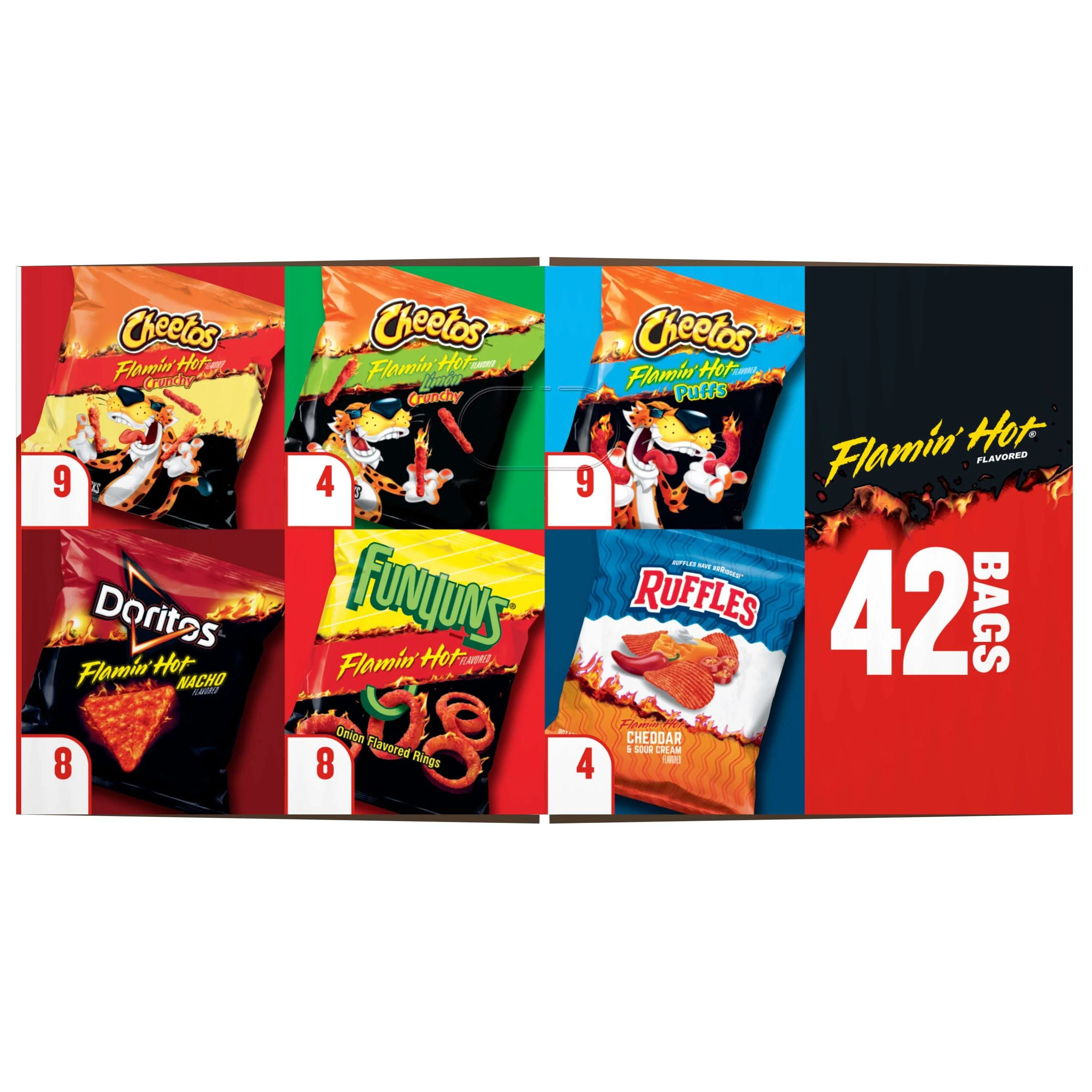 Frito Lay Flamin Hot Variety Pack Snack Chips, 38.75 oz, 42 pack - Image 2
