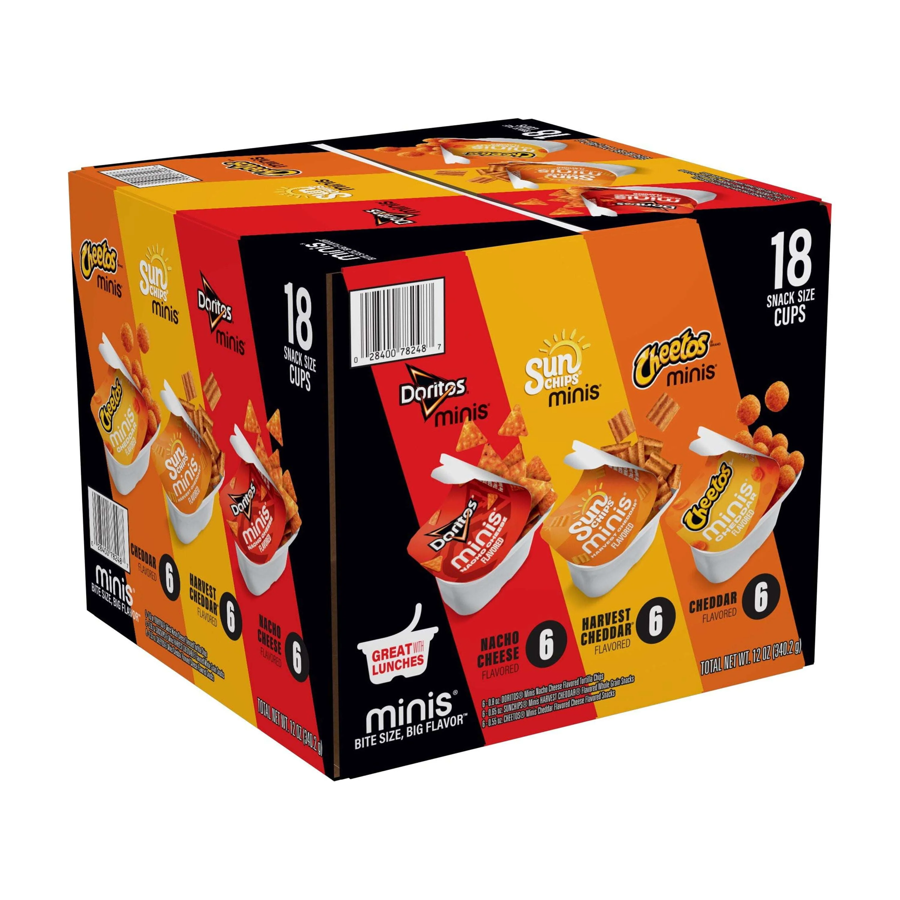 Frito-Lay Minis Doritos Cheetos and SunChips Snacks Variety Pack, Snack Size Cups, 18 Pack - Image 2