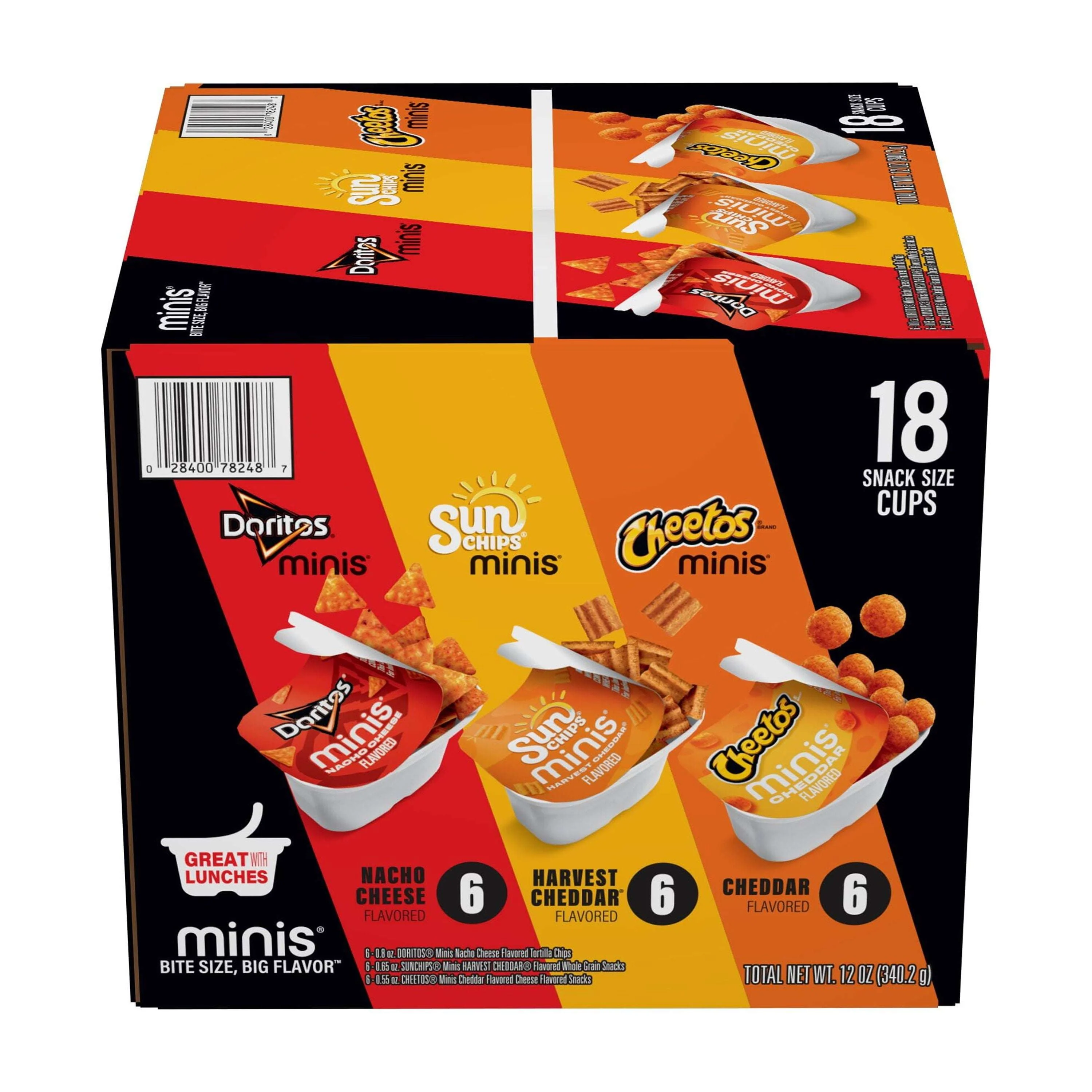 Frito-Lay Minis Doritos Cheetos and SunChips Snacks Variety Pack, Snack Size Cups, 18 Pack - Image 9